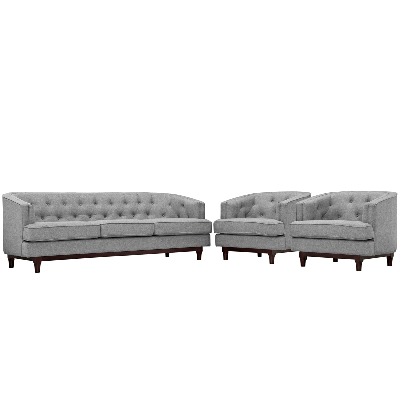 Modway Sofas & Couches - Coast Living Room Set (Set of 3) Light Gray