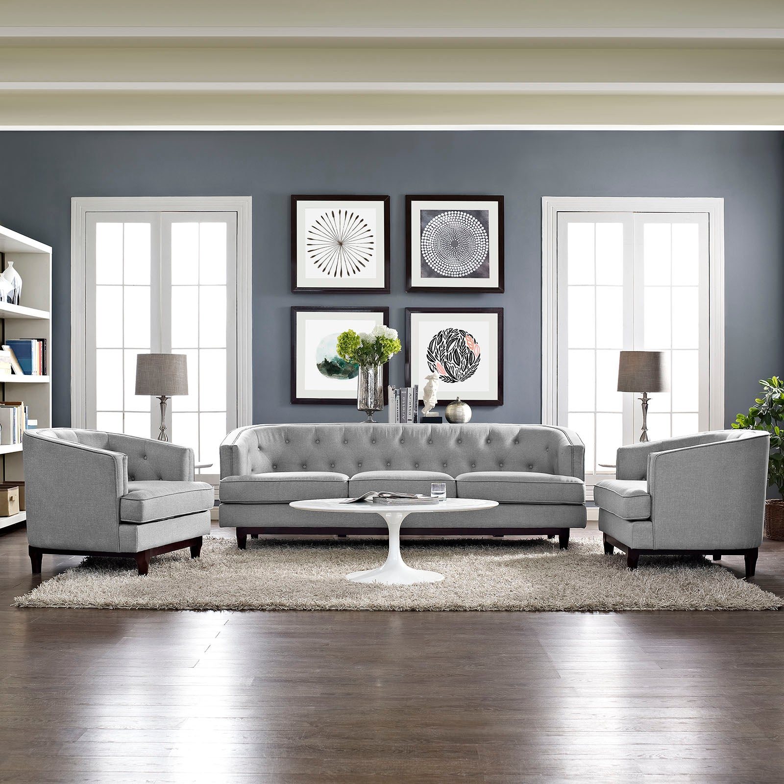 Modway Sofas & Couches - Coast Living Room Set (Set of 3) Light Gray