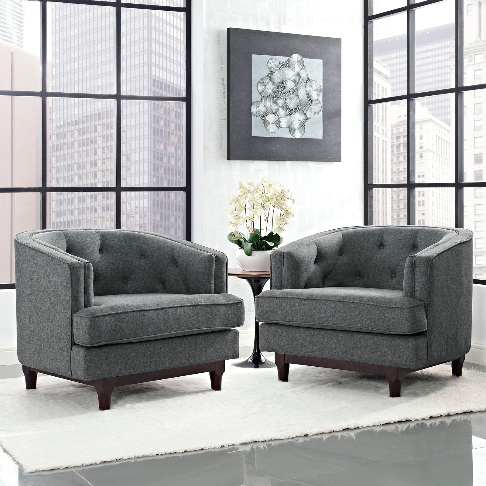Modway Living Room Sets - Coast Armchairs Set Of 2 Gray