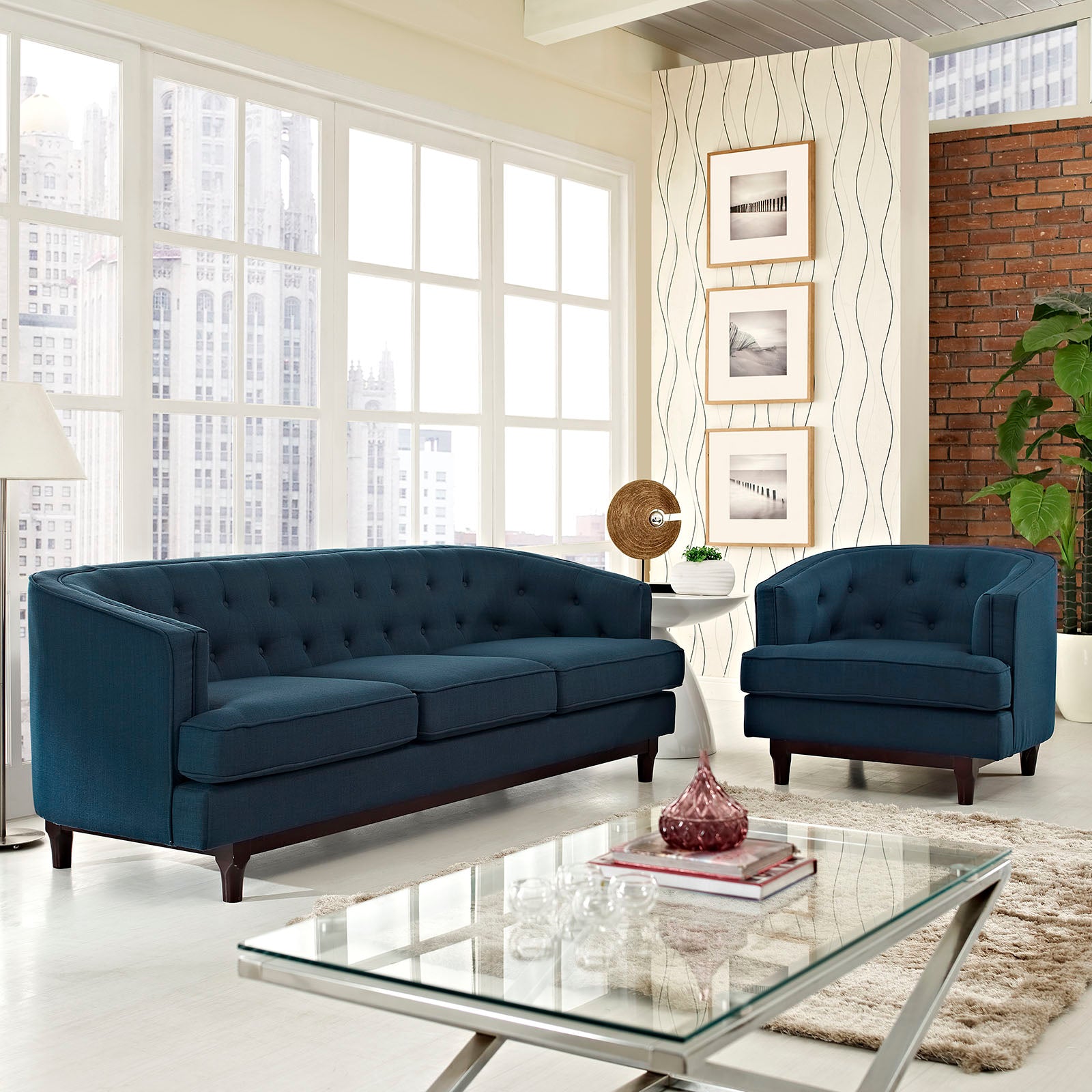 Modway Living Room Sets - Coast Living Room Set Set of 2 Azure