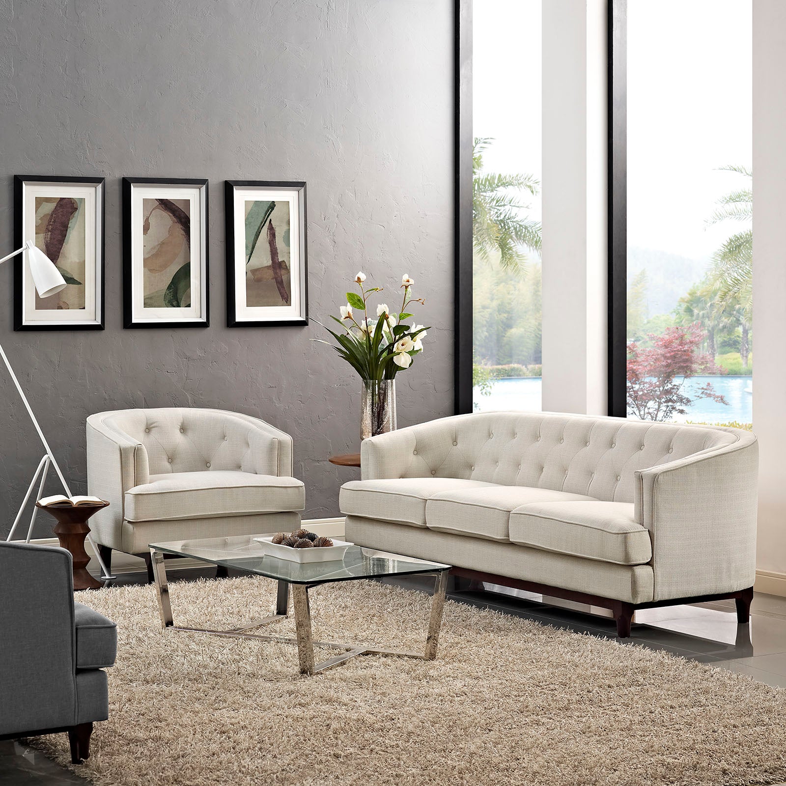 Modway Living Room Sets - Coast Living Room Set ( Set of 2 ) Beige