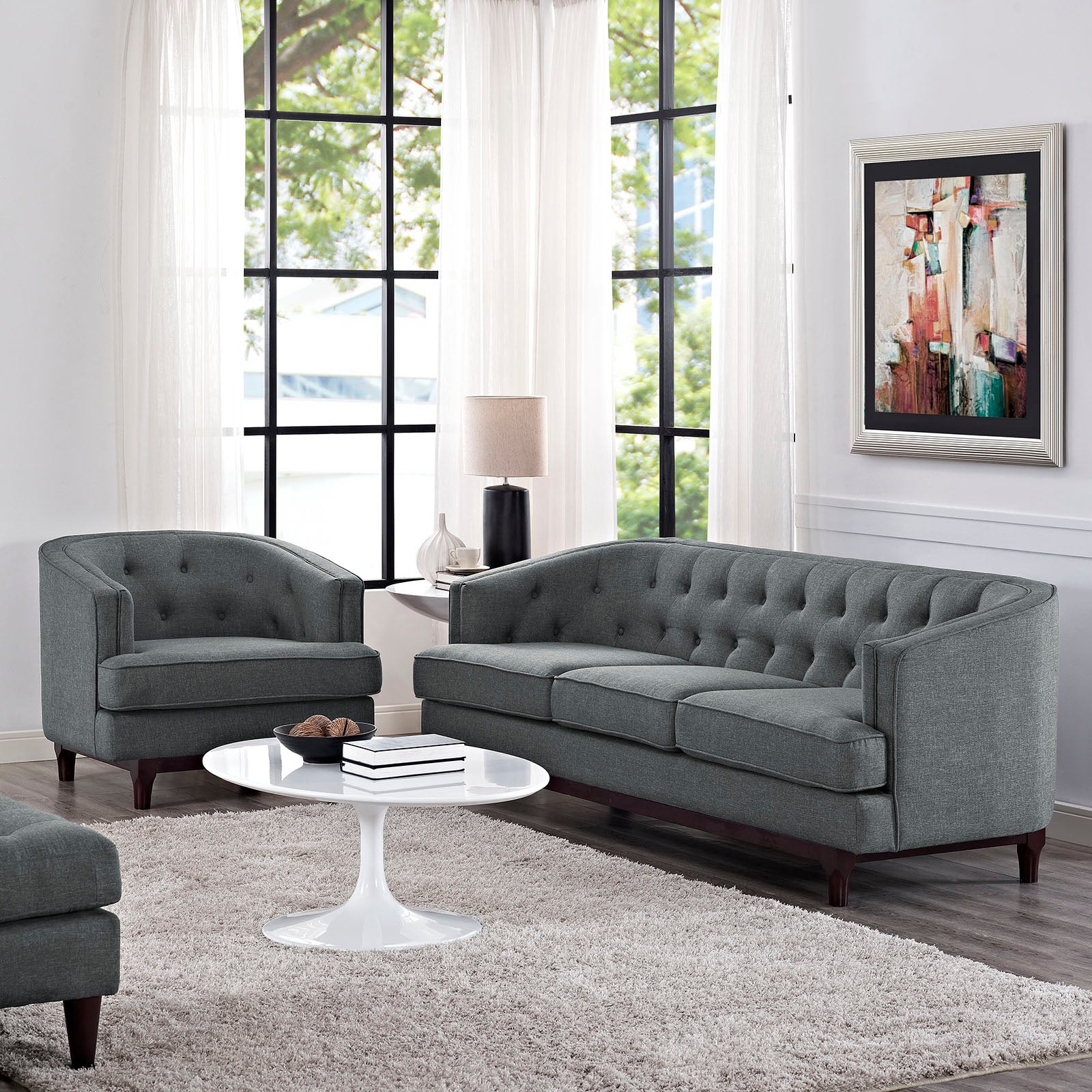 Modway Living Room Sets - Coast Living Room Set Set of 2 Gray