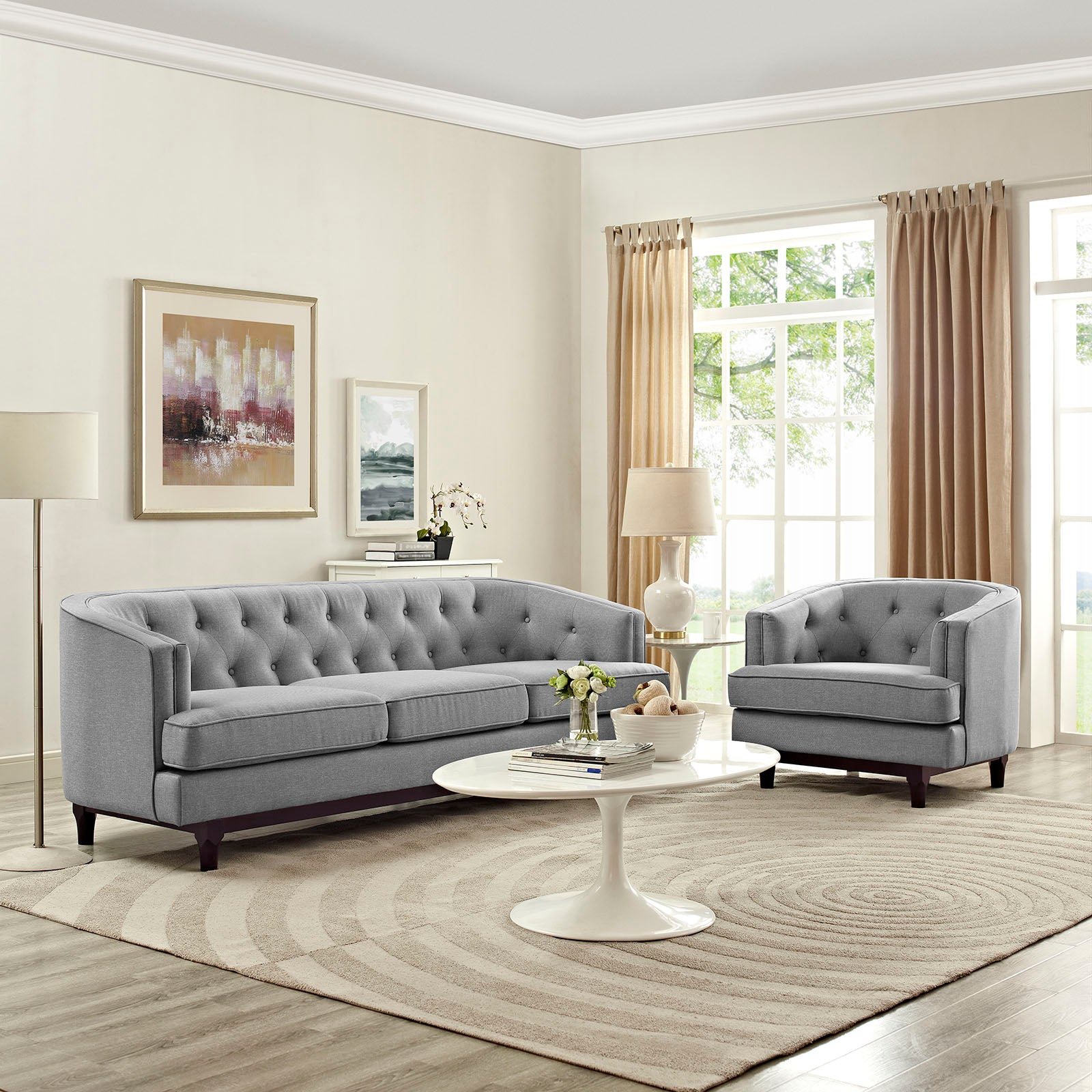 Modway Sofas & Couches - Coast Living Room Set (Set of 2) Light Gray