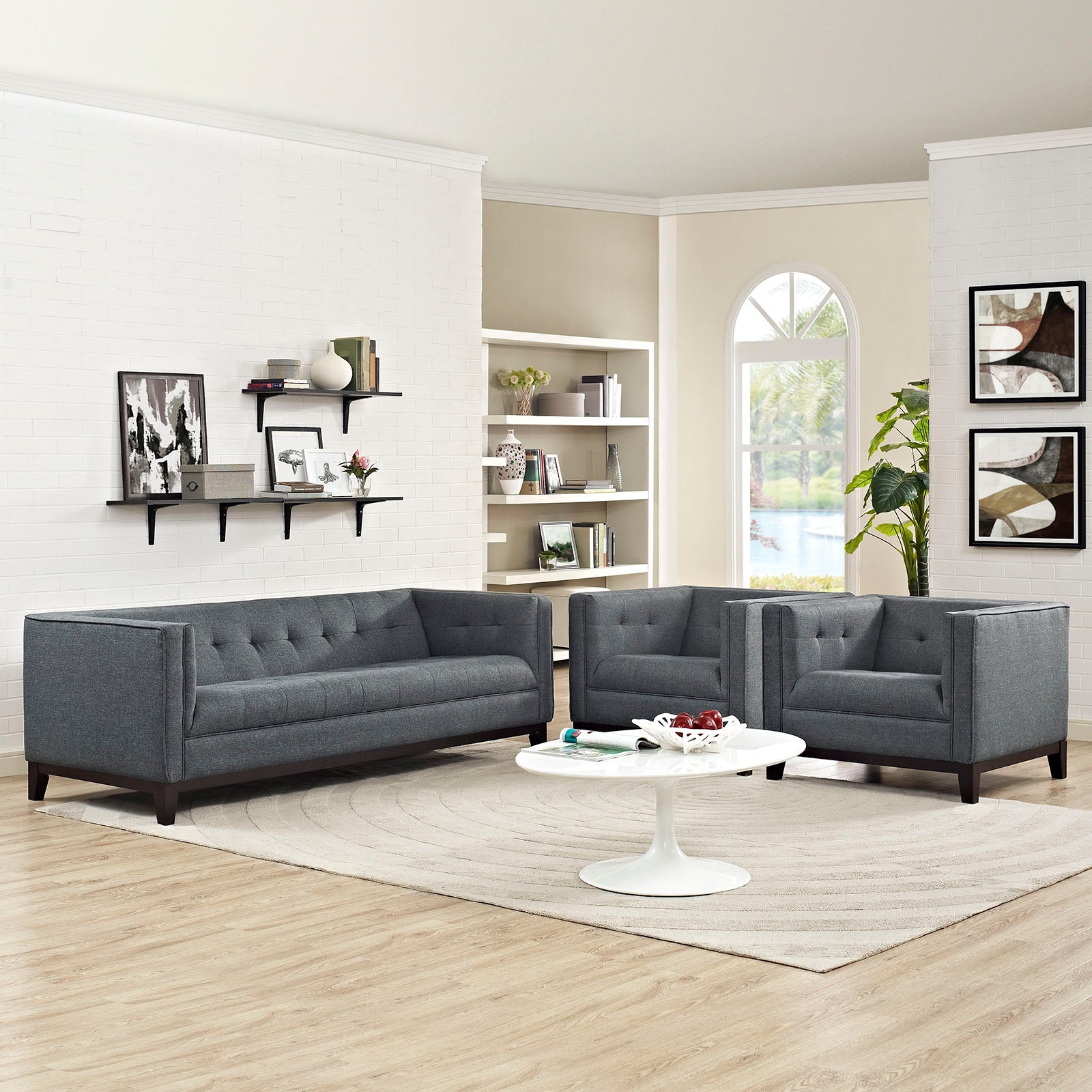 Modway Living Room Sets - Serve Living Room Set Set Of 3 Gray