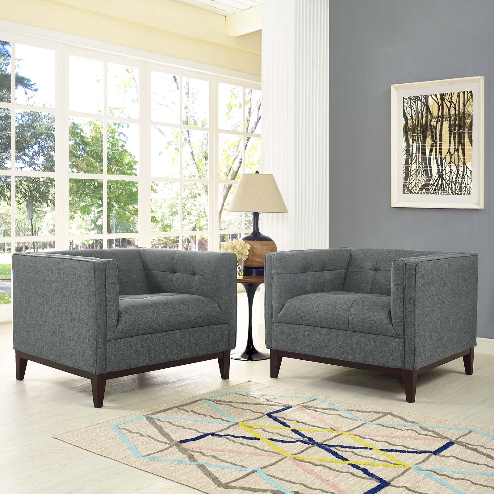 Modway Living Room Sets - Serve Armchairs Set Of 2 Gray