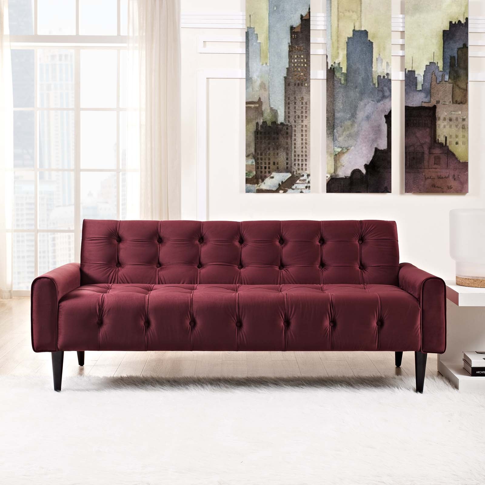 Modway Sofas & Couches - Delve Performance Velvet Sofa Maroon