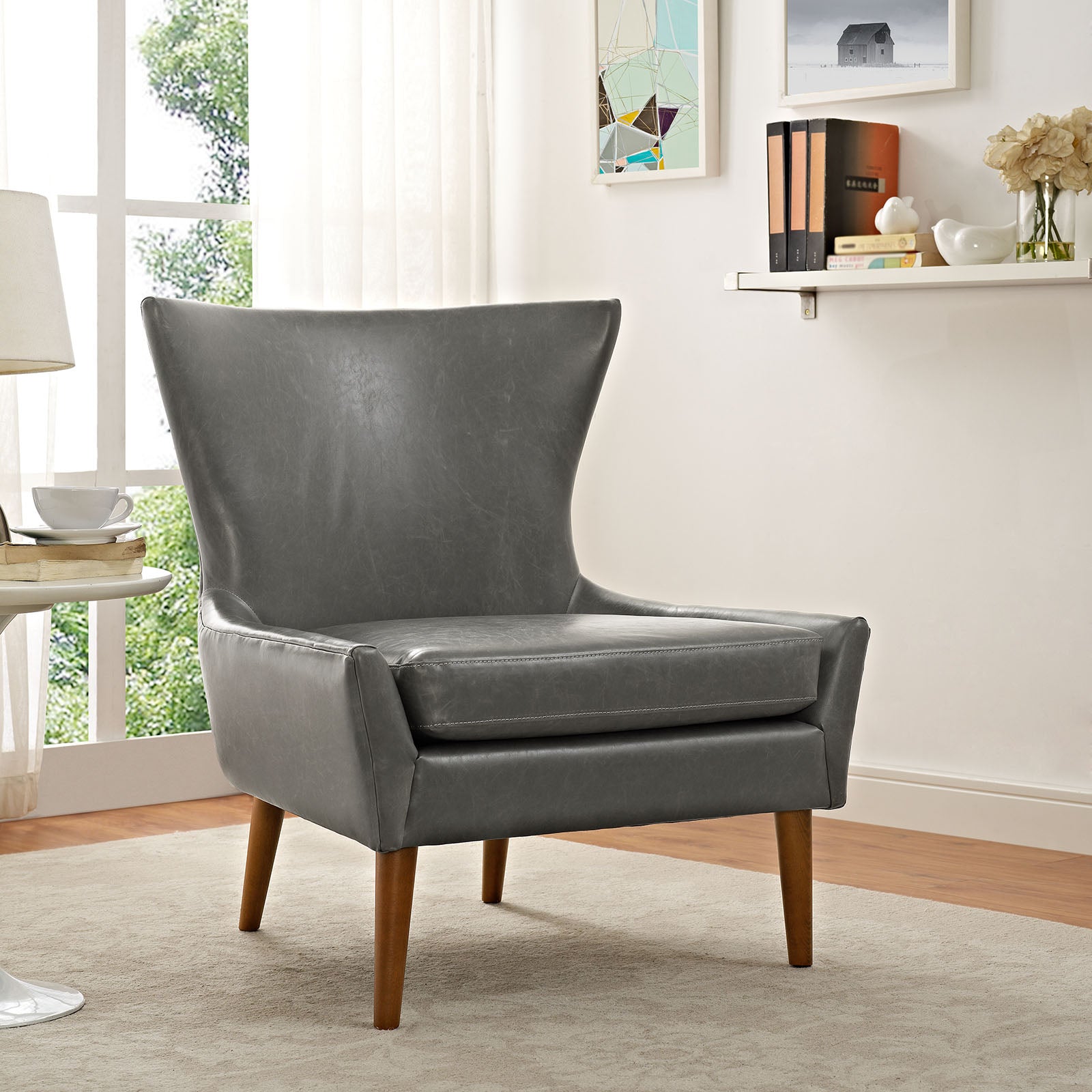 Modway Chairs - Keen Upholstered Vinyl Armchair Gray