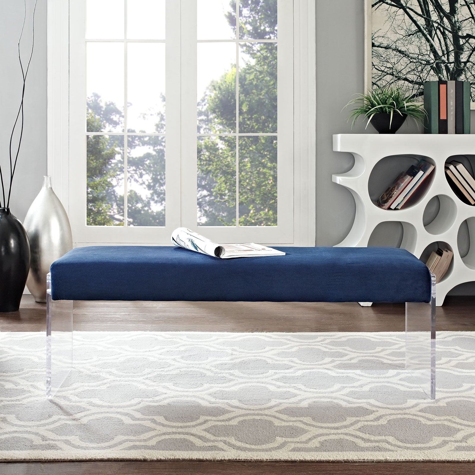 Modway Benches - Roam Performance Velvet Bench Navy