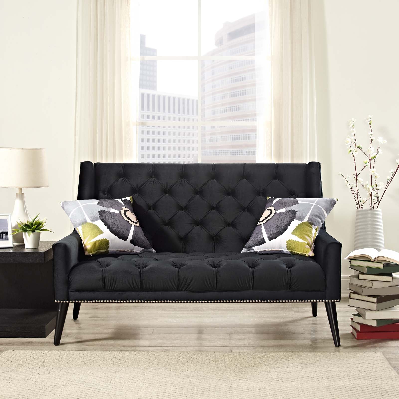 Modway Loveseats - Peruse Performance Velvet Loveseat Black