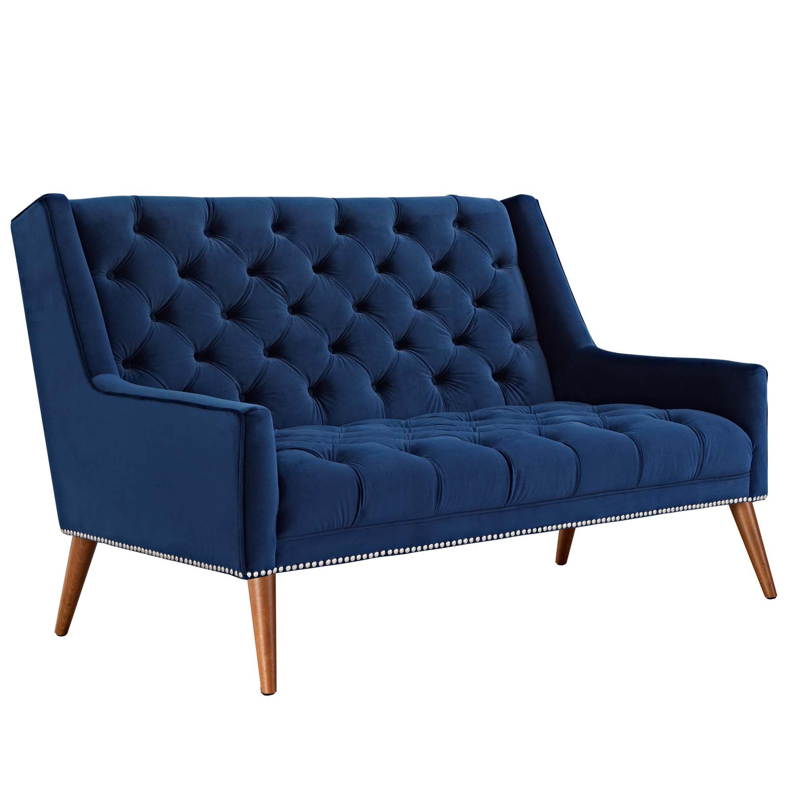 Modway Loveseats - Peruse Performance Velvet Loveseat Navy