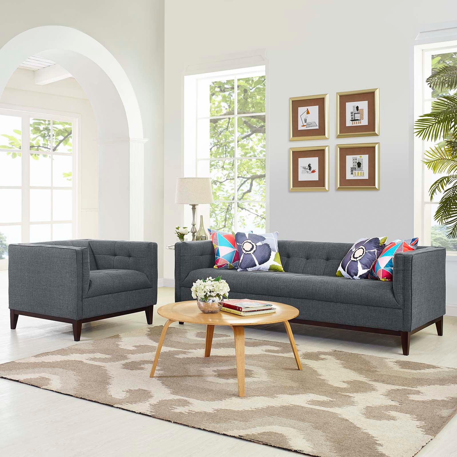 Modway Living Room Sets - Serve Living Room Set Set of 2 Gray