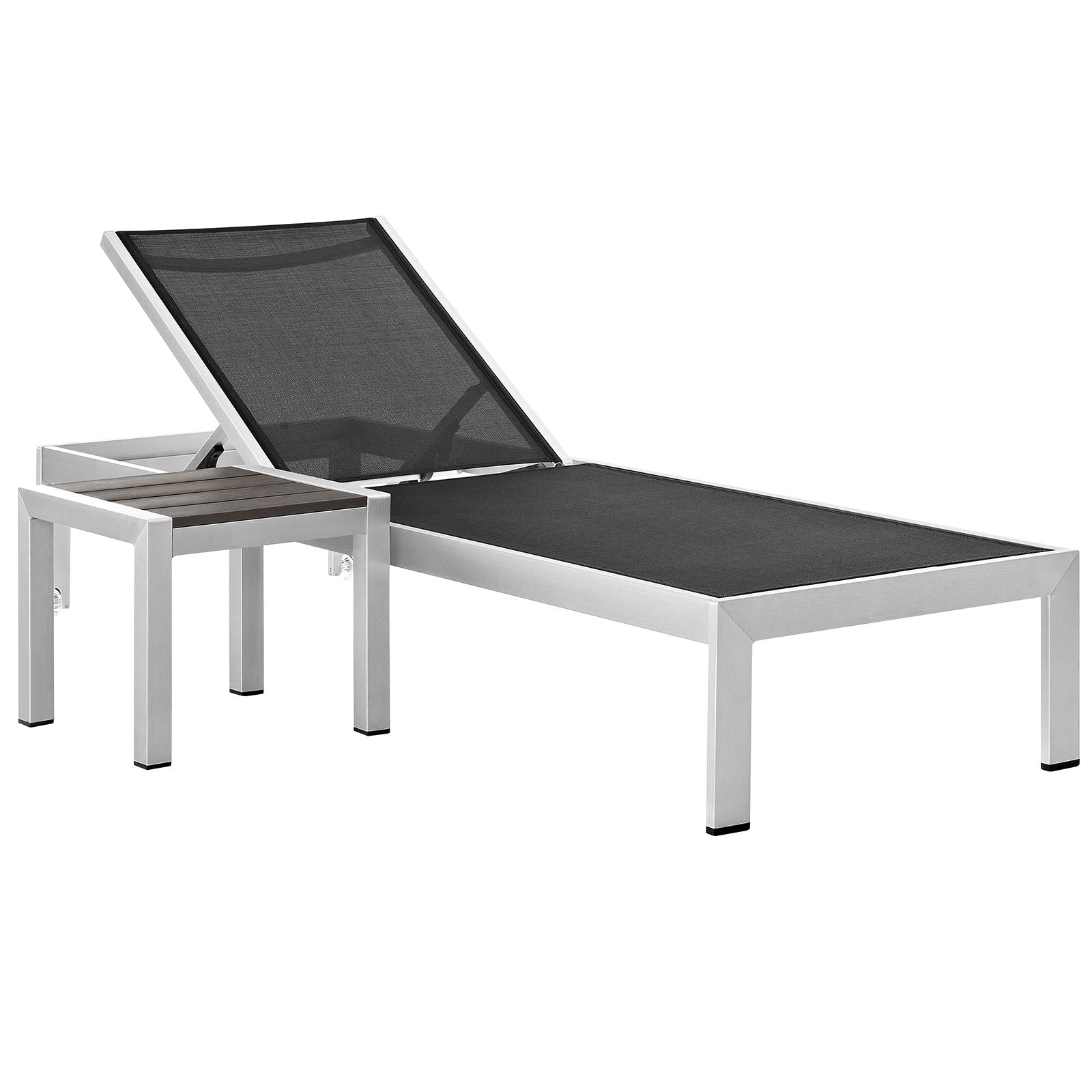 Modway Outdoor Loungers - Shore 2 Piece Outdoor Patio Aluminum Set Silver Black