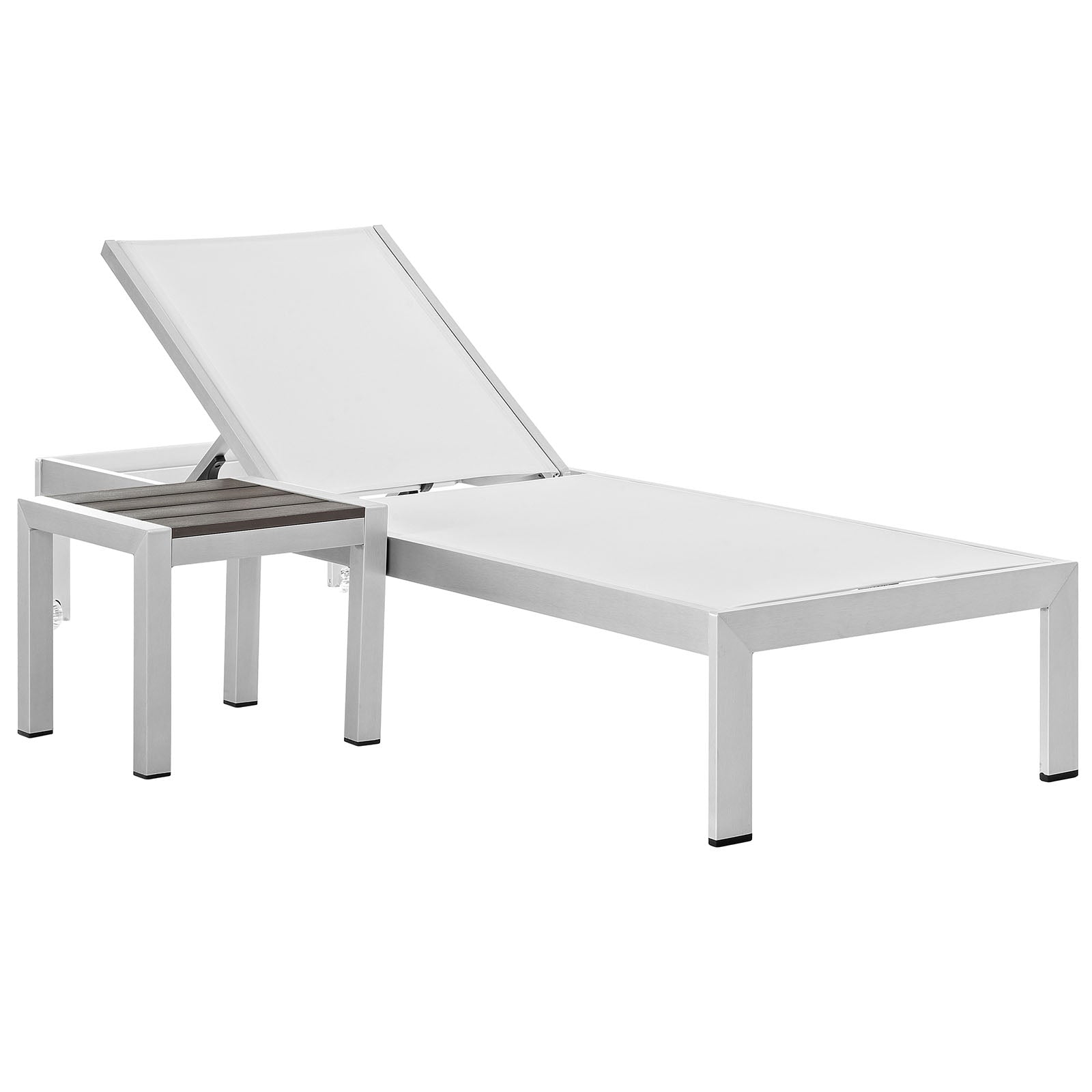 Modway Outdoor Loungers - Shore 2 Piece Outdoor Patio Aluminum Set Silver White