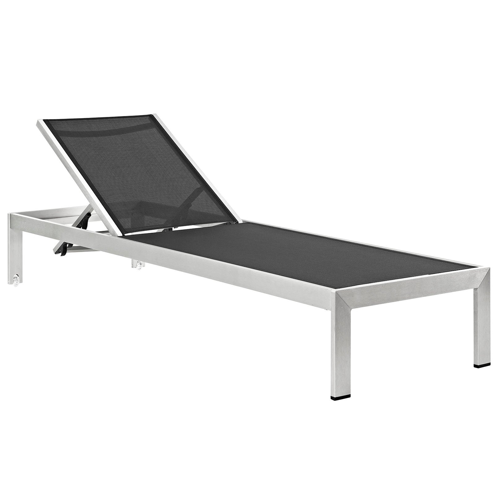 Modway Outdoor Loungers - Shore 3 Piece Outdoor Patio Aluminum Set Silver Black