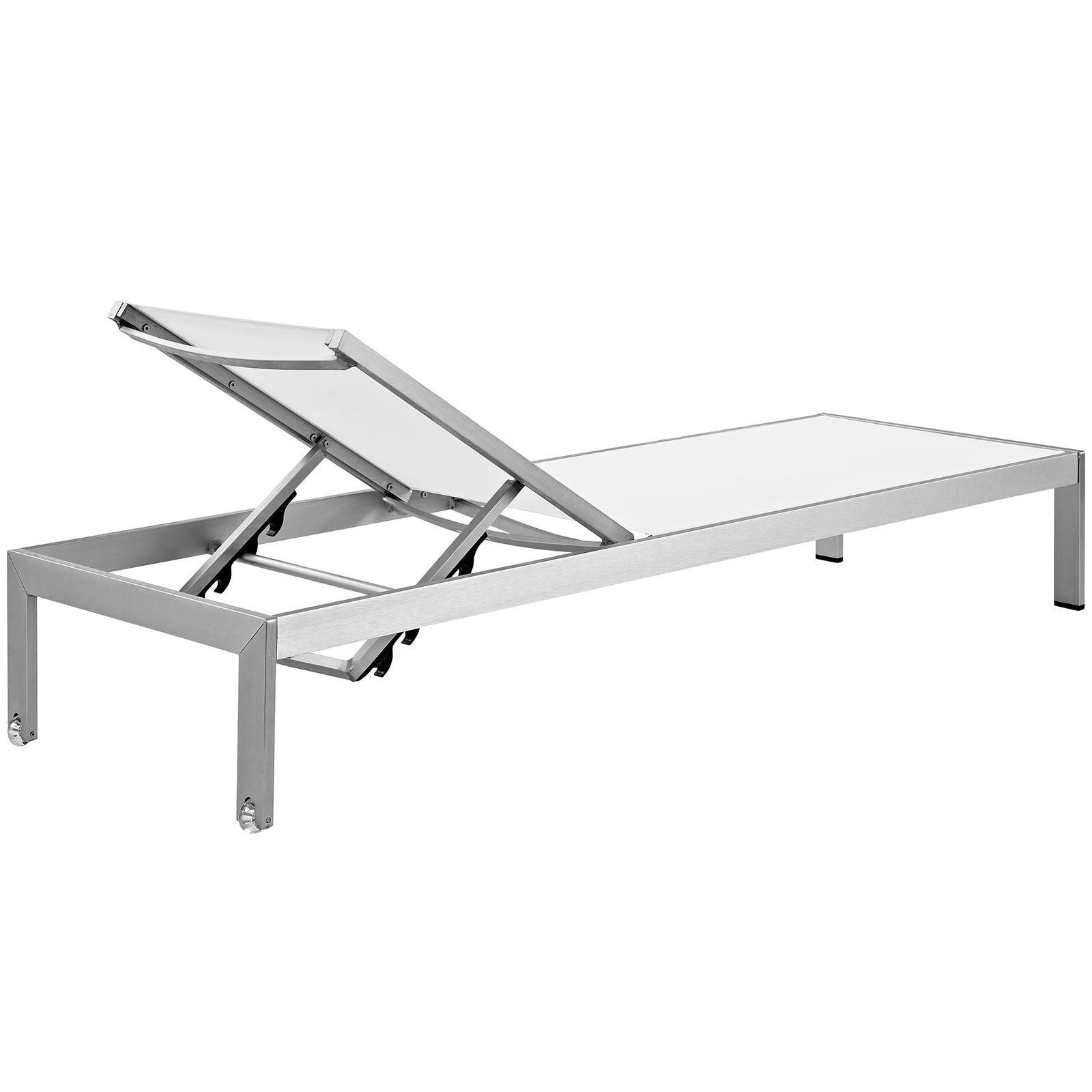 Modway Outdoor Loungers - Shore 3 Piece Outdoor Patio Aluminum Set Silver White