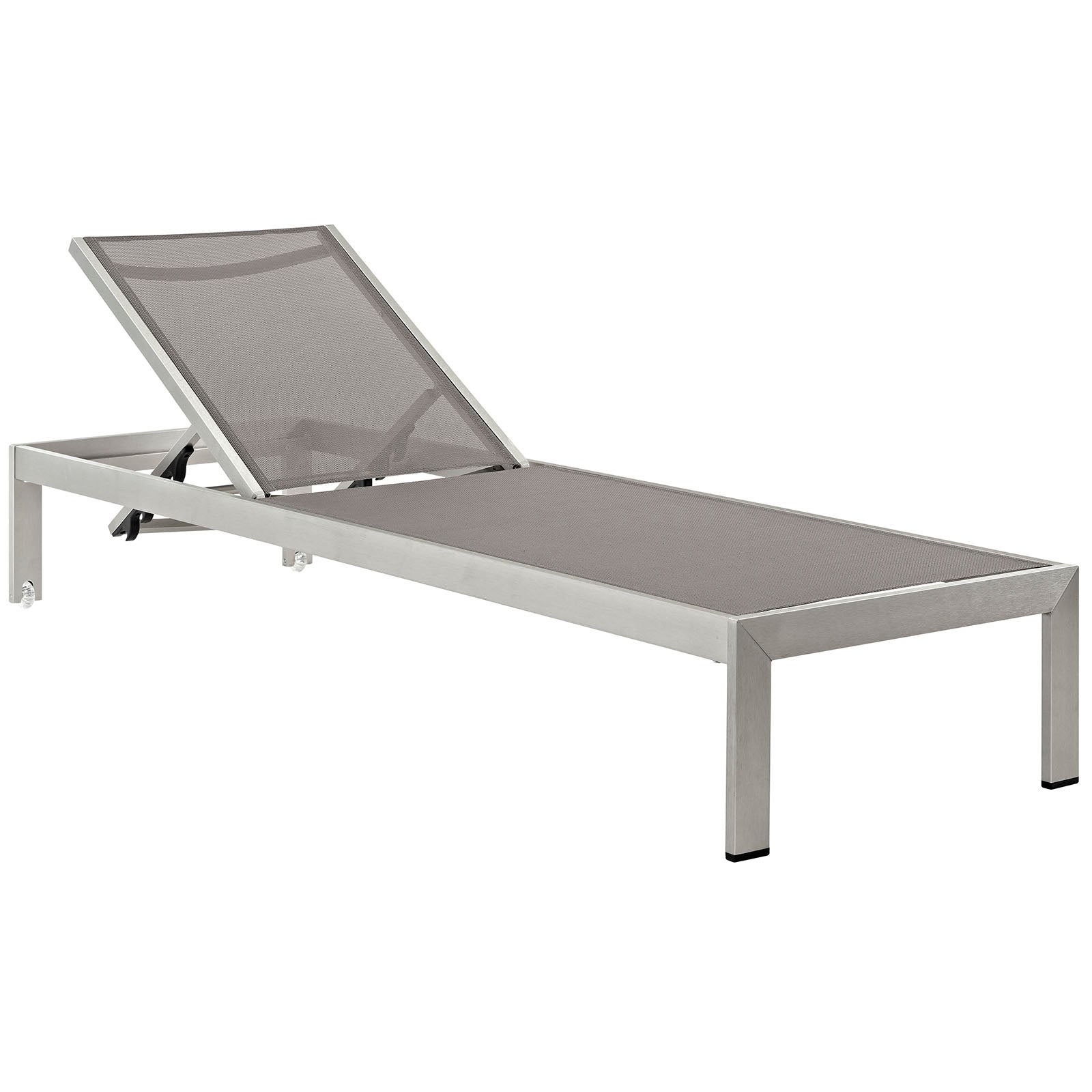 Modway Outdoor Loungers - Shore Chaise Outdoor Patio Aluminum Set of 2 Silver Gray