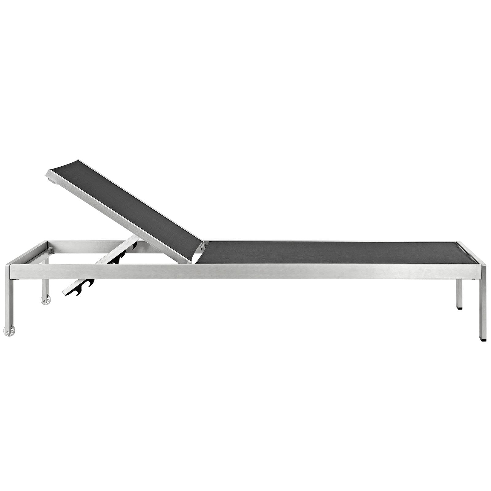 Modway Outdoor Loungers - Shore Chaise Outdoor Patio Aluminum Set of 4 Silver Black
