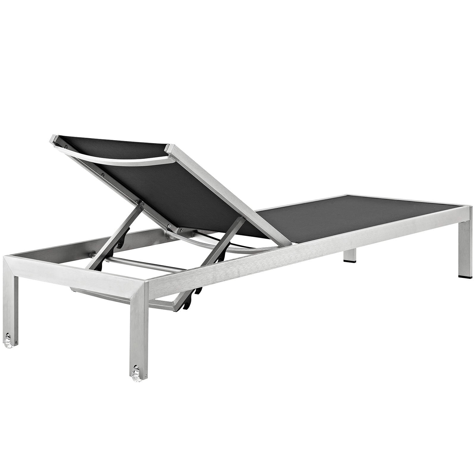 Modway Outdoor Loungers - Shore Chaise Outdoor Patio Aluminum Set of 4 Silver Black