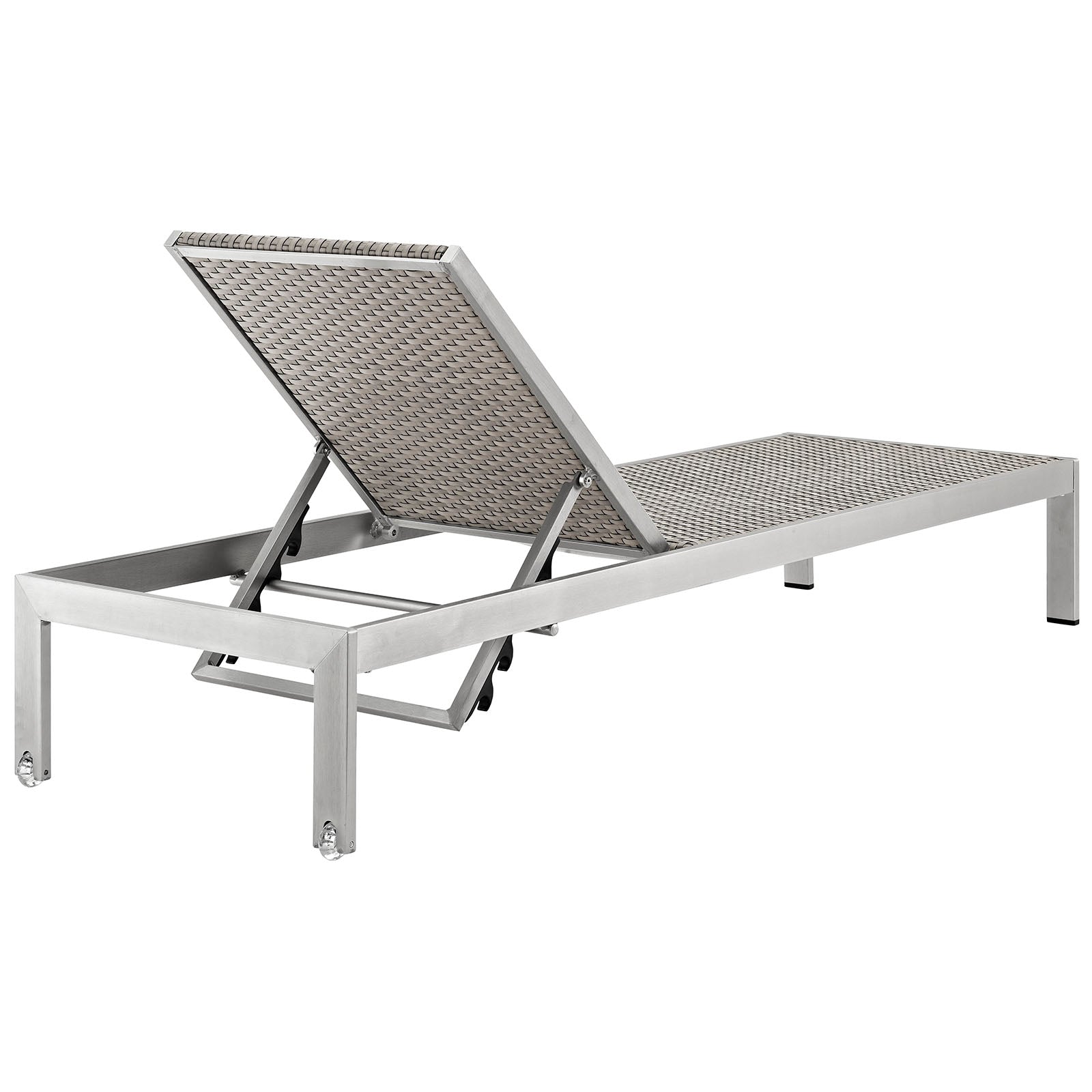 Modway Outdoor Loungers - Shore Chaise Outdoor Patio 25"W Aluminum Set of 6 Silver Gray