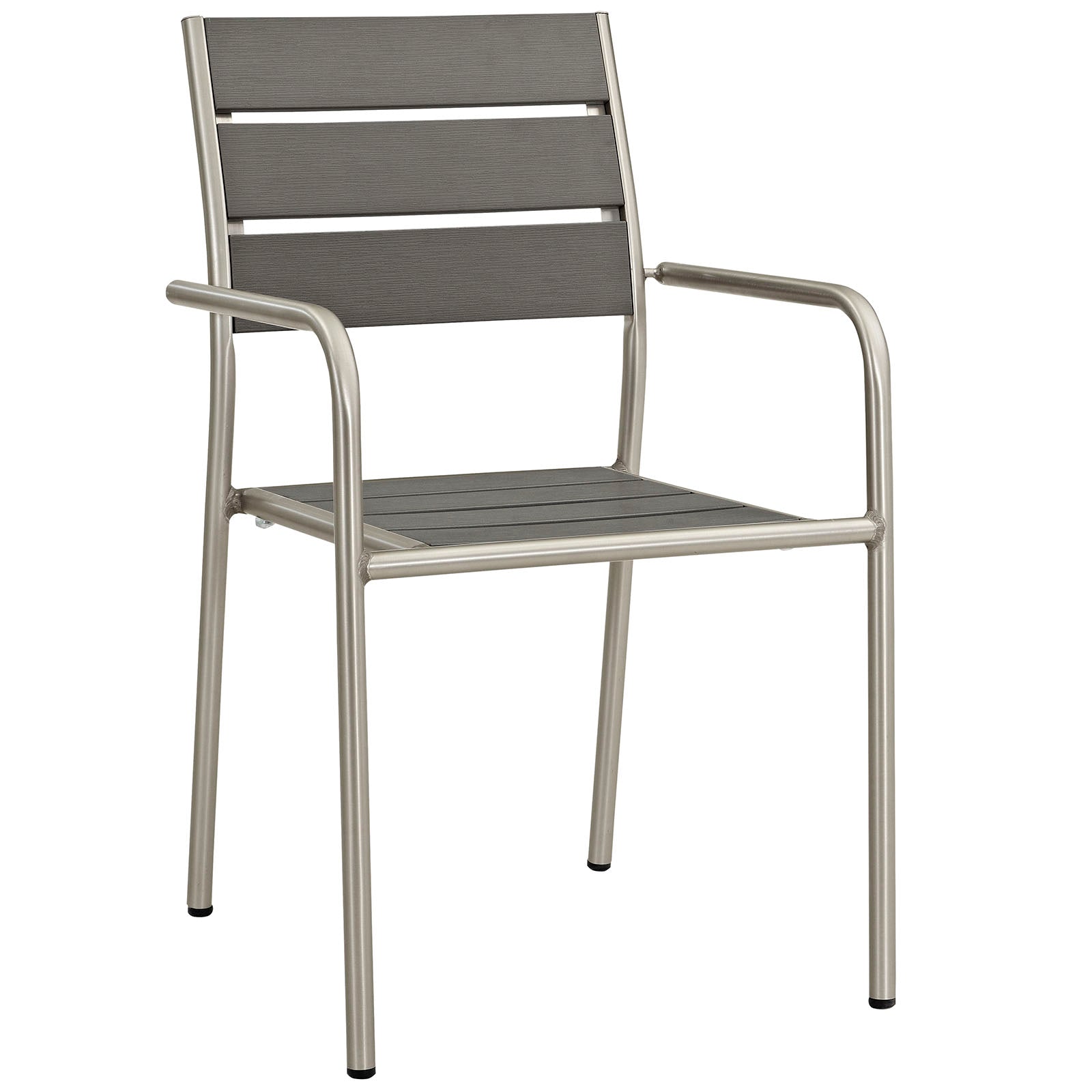 Modway Outdoor Dining Sets - Shore 80.5" 5 Piece Outdoor Patio Aluminum Dining Set Silver Gray