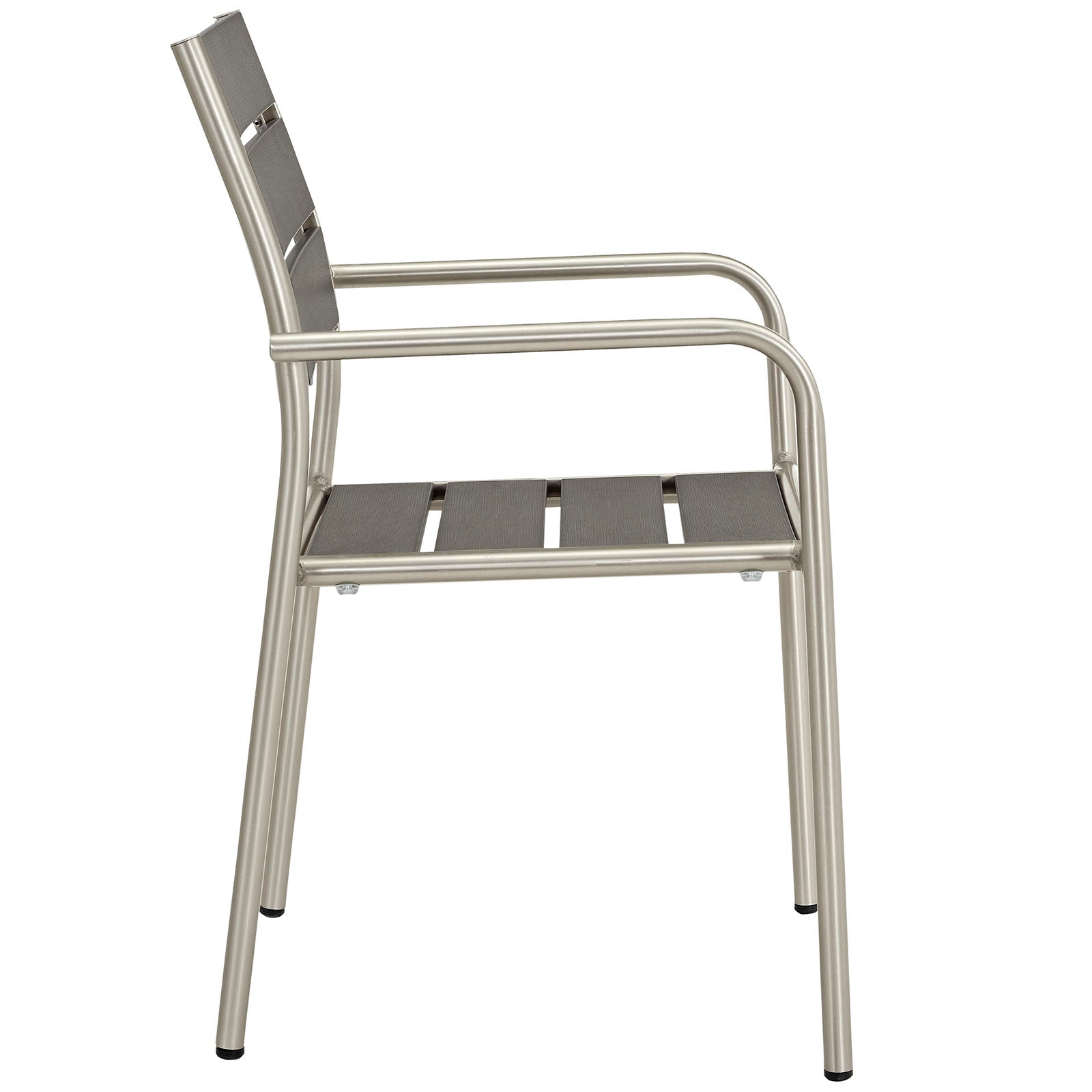 Modway Outdoor Dining Sets - Shore 80.5" 5 Piece Outdoor Patio Aluminum Dining Set Silver Gray