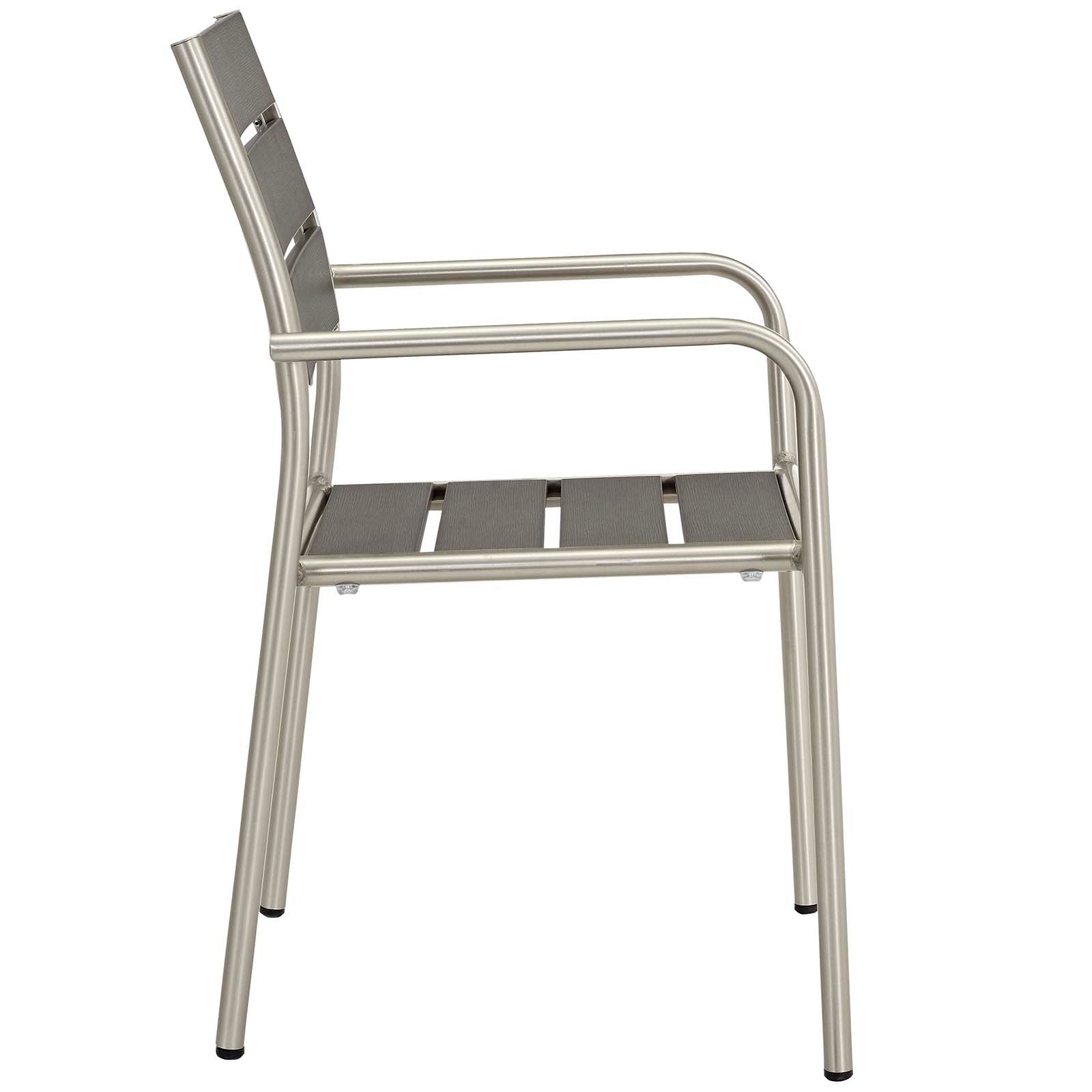 Modway Outdoor Dining Sets - Shore 80.5" 7 Piece Outdoor Patio Aluminum Dining Set Silver Gray