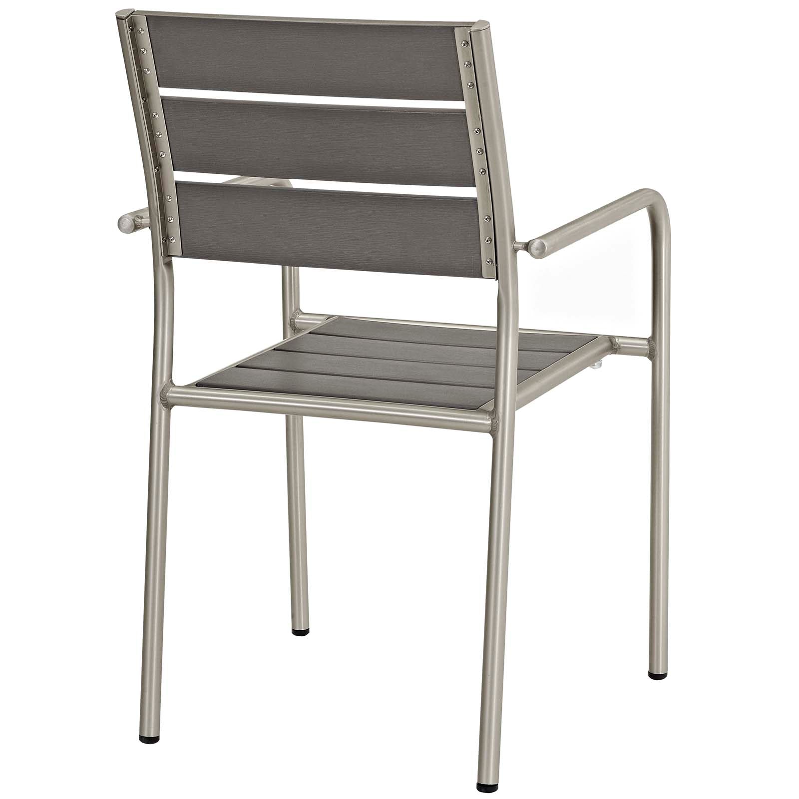 Modway Outdoor Dining Sets - Shore 80.5" 7 Piece Outdoor Patio Aluminum Dining Set Silver Gray