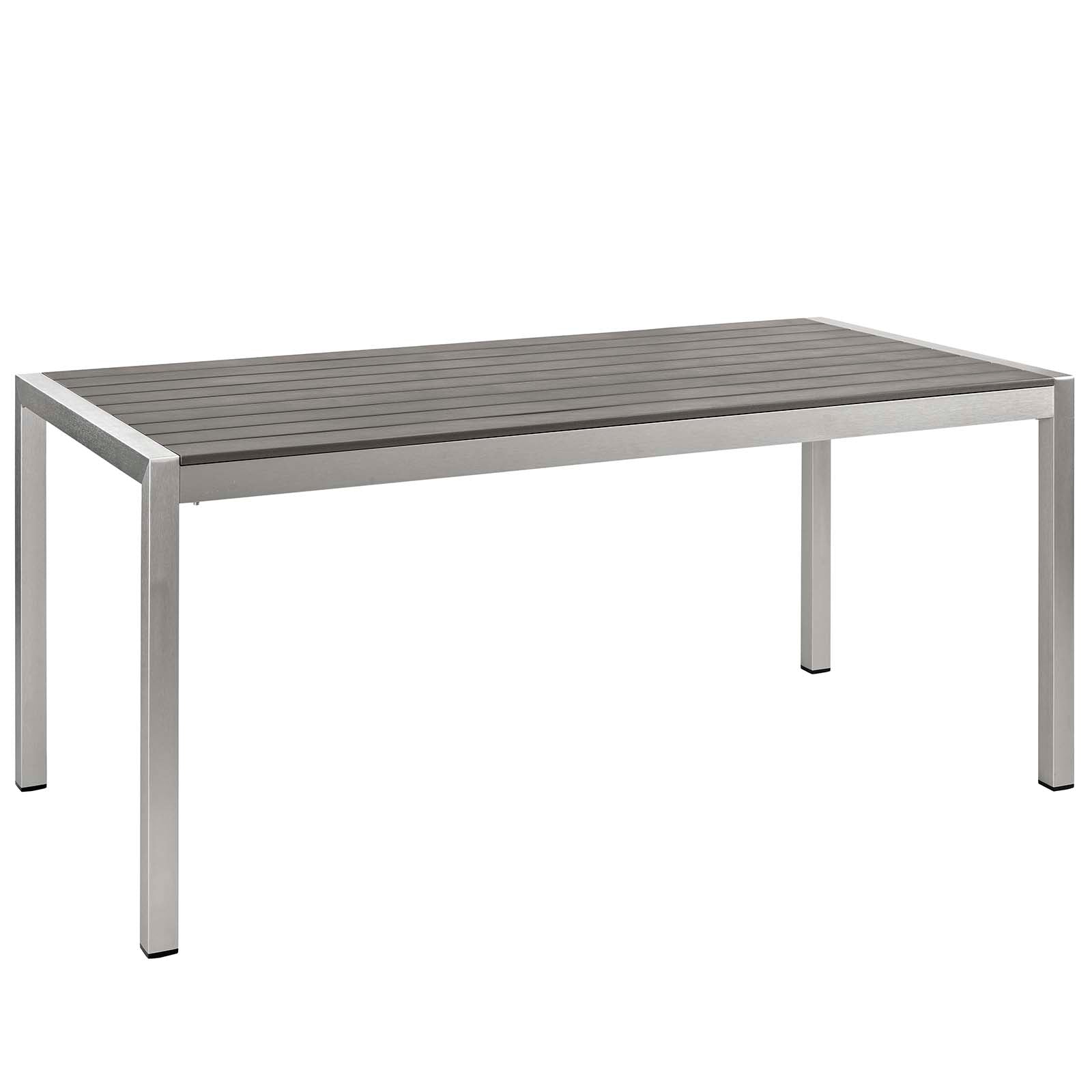 Modway Outdoor Dining Sets - Shore 80.5" 7 Piece Outdoor Patio Aluminum Dining Set Silver Gray