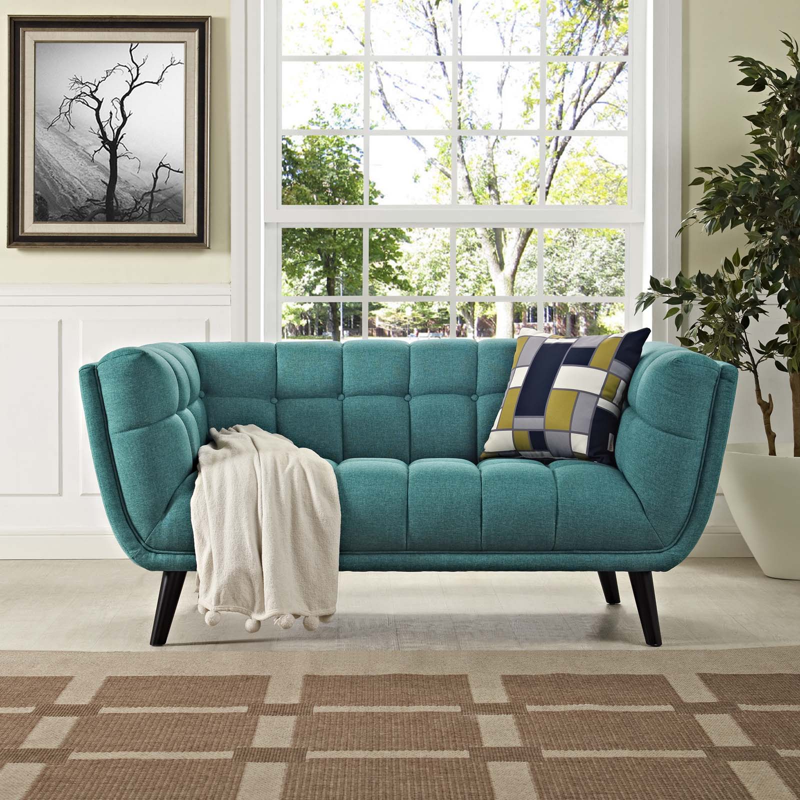 Modway Loveseats - Bestow Upholstered Fabric Loveseat Teal