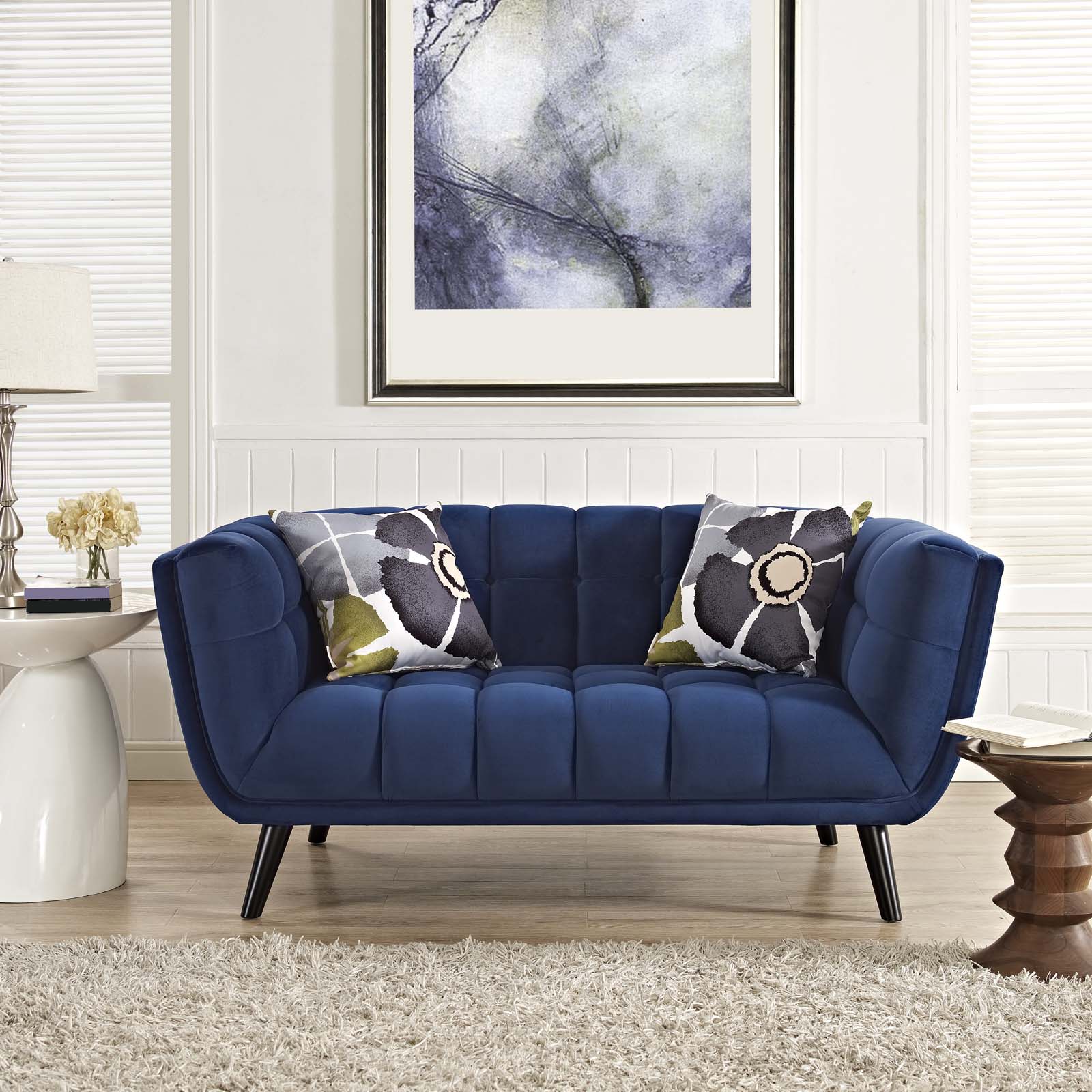 Modway Loveseats - Bestow Performance Velvet Loveseat Navy