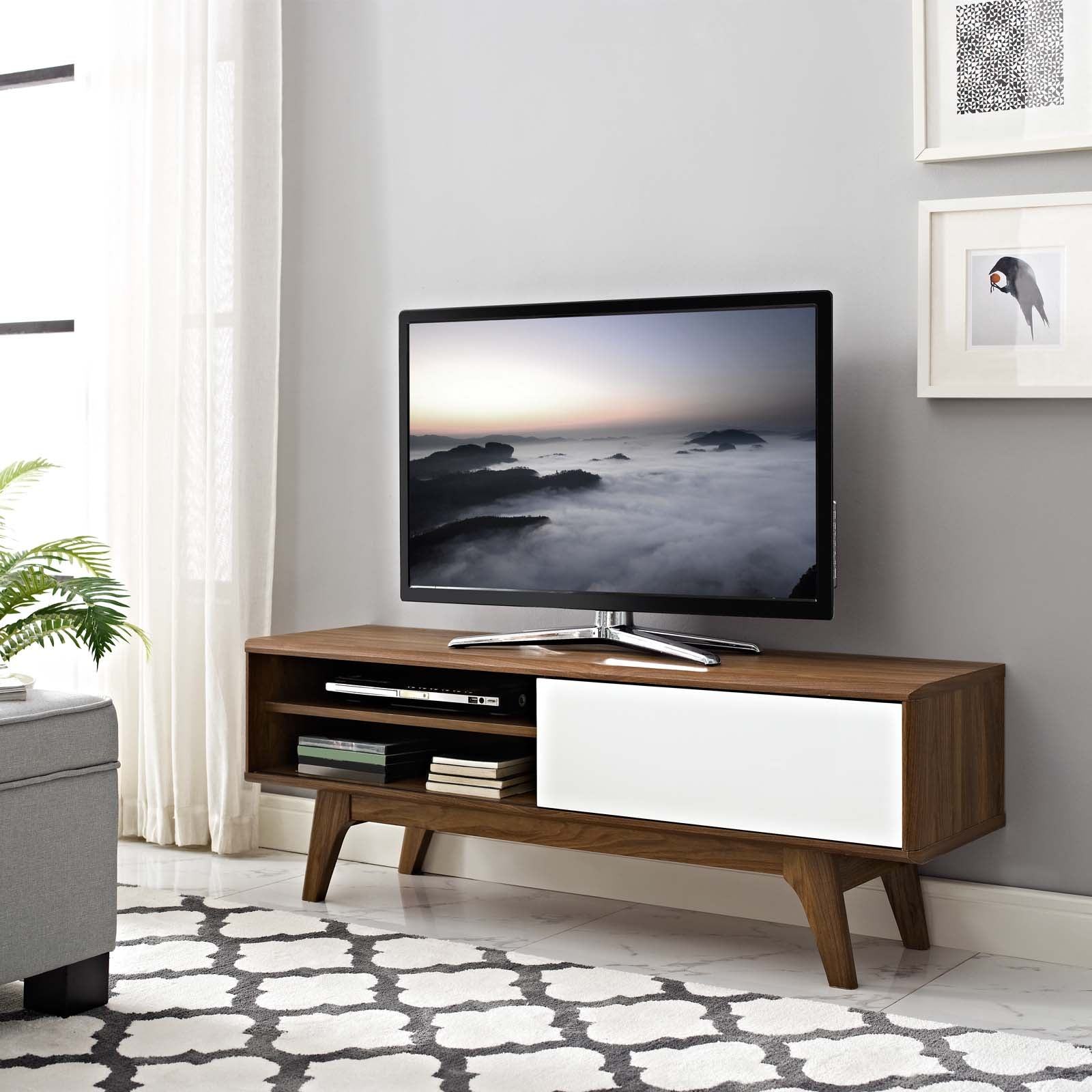 Modway TV & Media Units - Envision 48" TV Stand Walnut & White