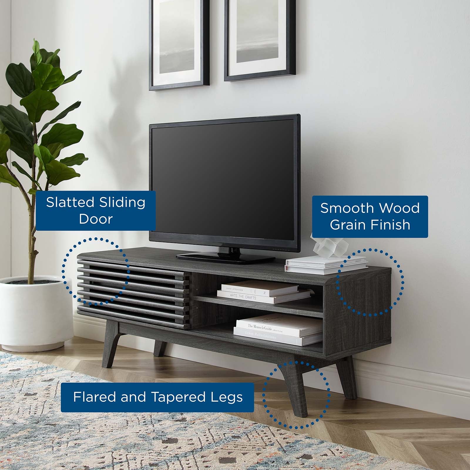 Modway TV & Media Units - Render-48Ó-TV-Stand-Charcoal