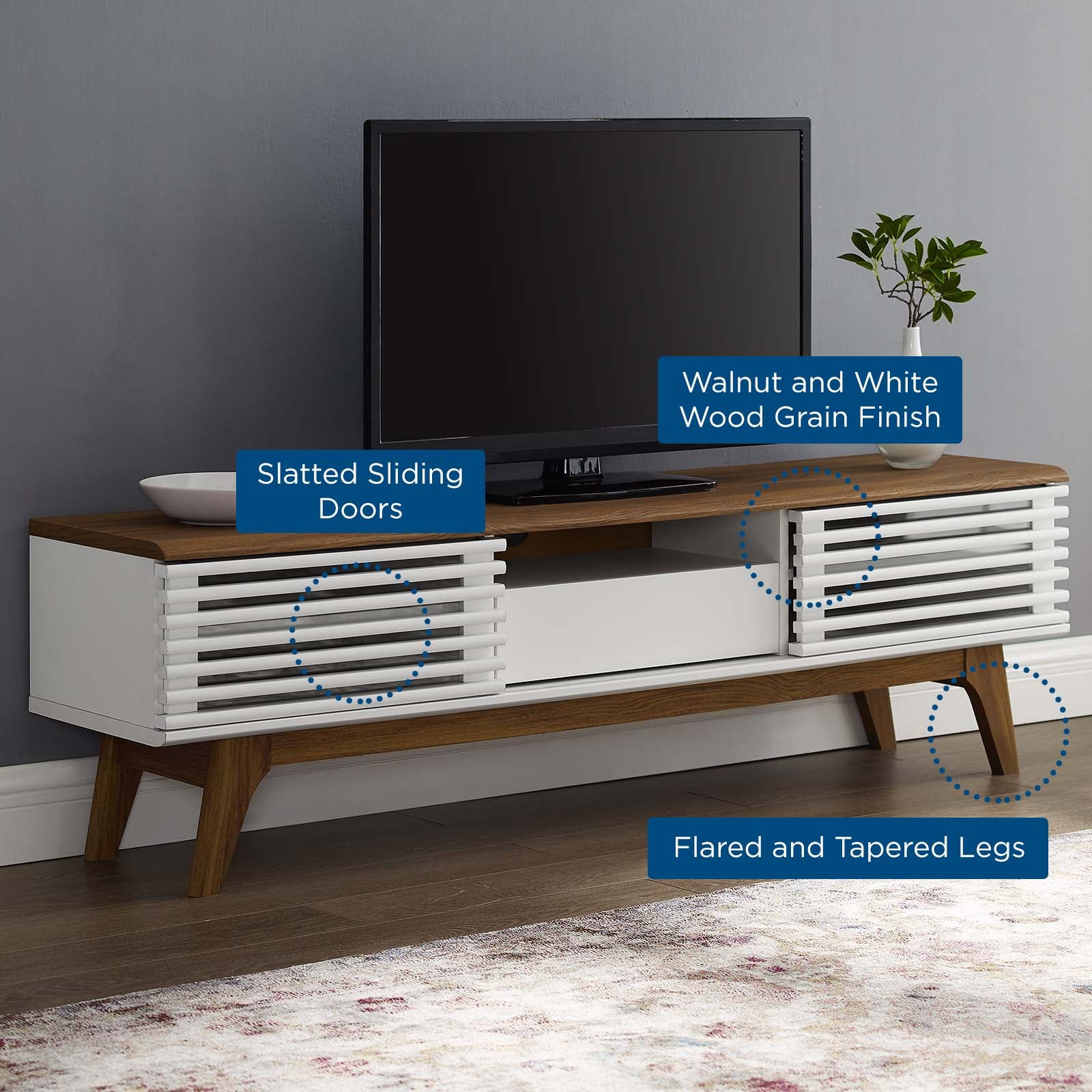 Modway TV & Media Units - Render 59" TV Stand Walnut & White