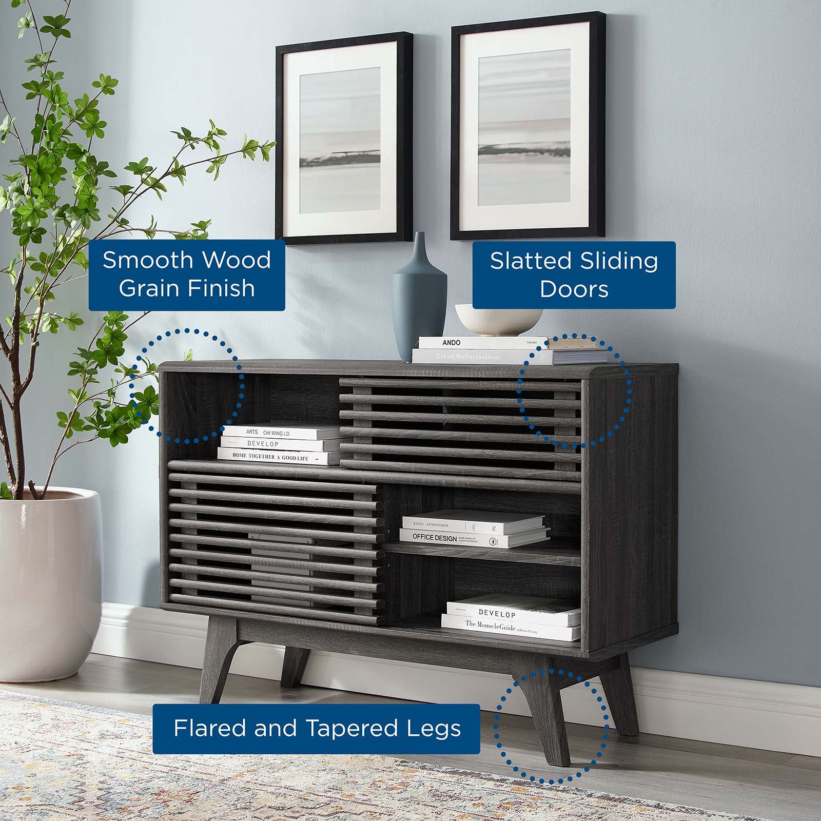 Modway TV & Media Units - Render Display Stand Charcoal