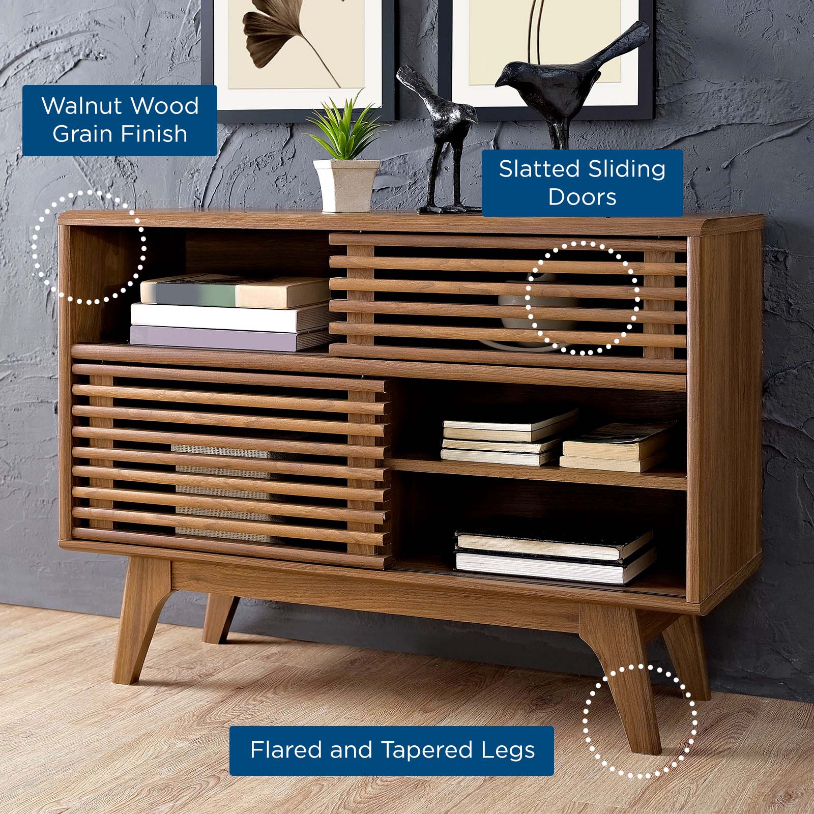 Modway Bookcases & Display Units - Render Display Stand Walnut