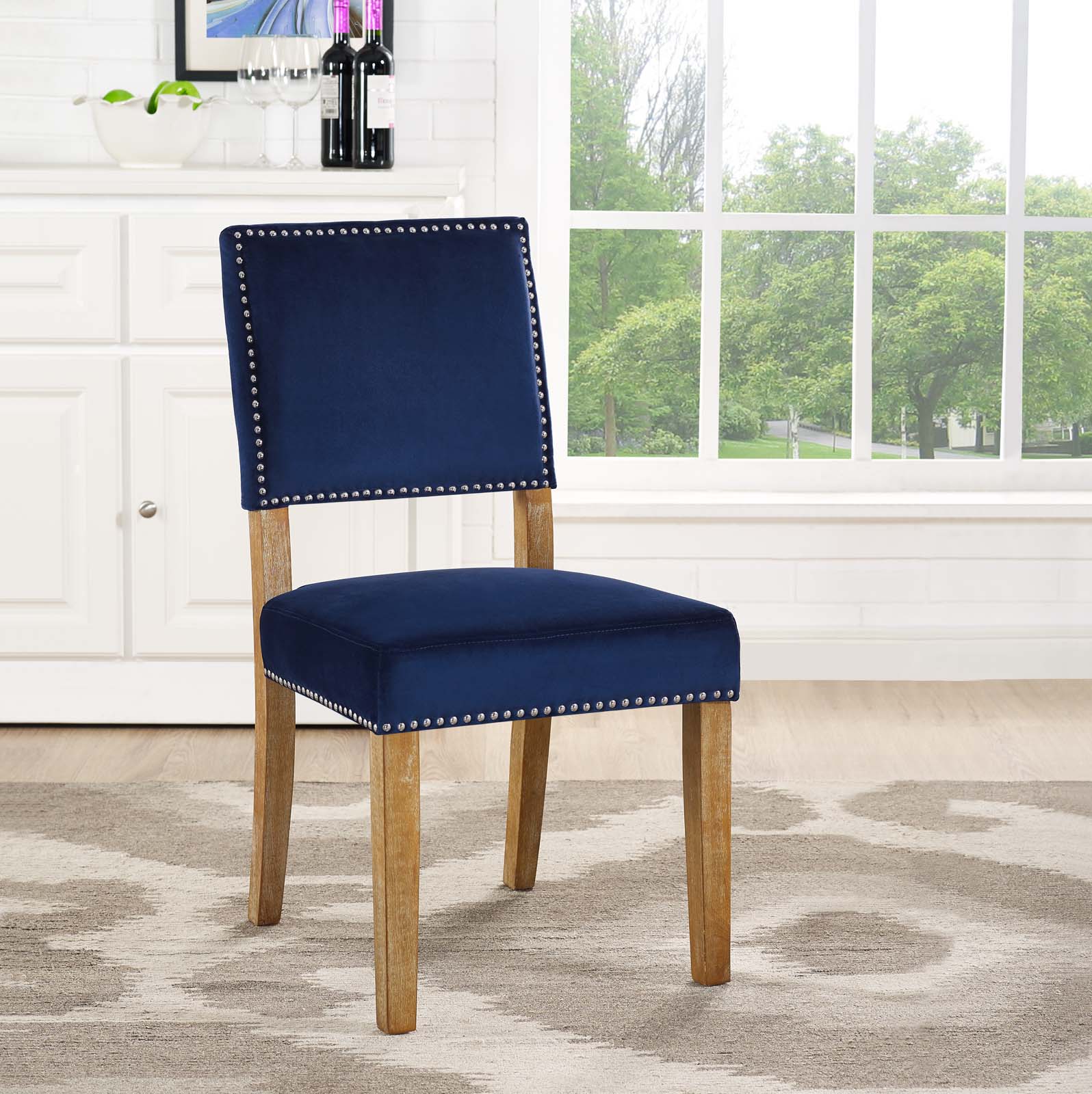 Modway Dining Chairs - Oblige Wood Dining Chair Navy