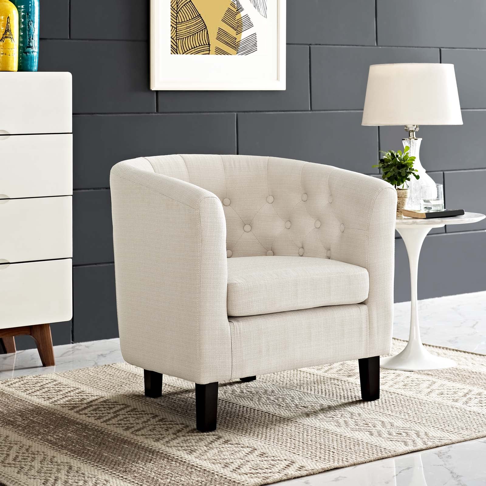 Modway Chairs - Prospect Upholstered Fabric Armchair Beige