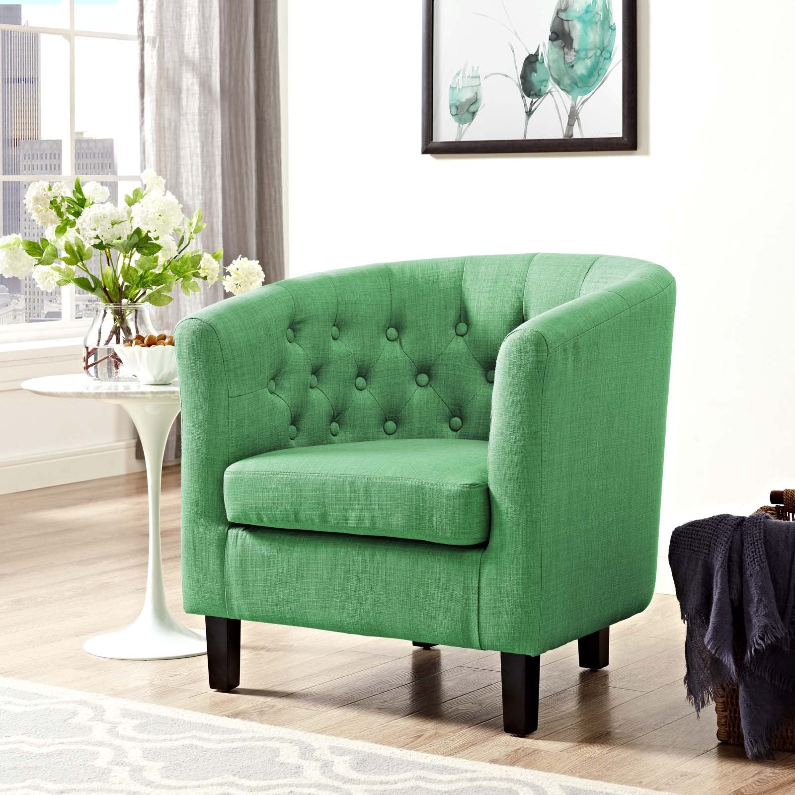 Modway Accent Chairs - Prospect Upholstered Fabric Armchair Kelly Green