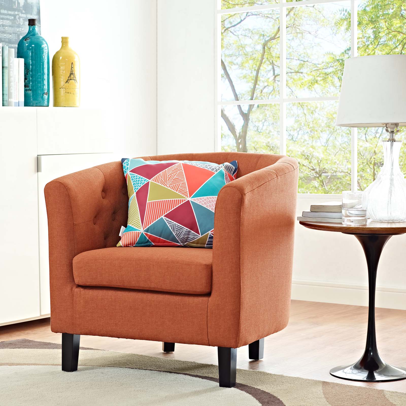 Modway Accent Chairs - Prospect Upholstered Fabric Armchair Orange