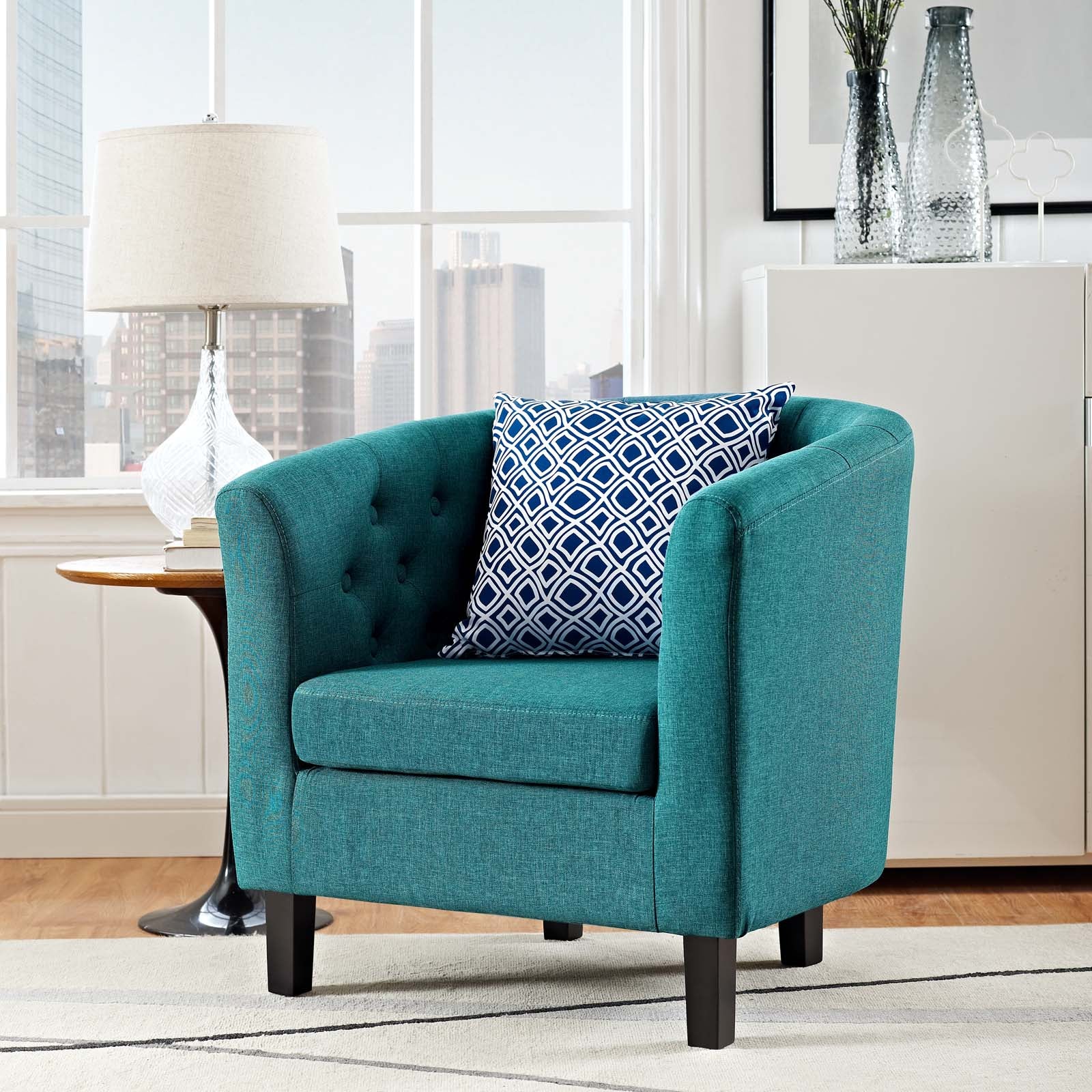 Modway Accent Chairs - Prospect Upholstered Fabric Armchair Teal