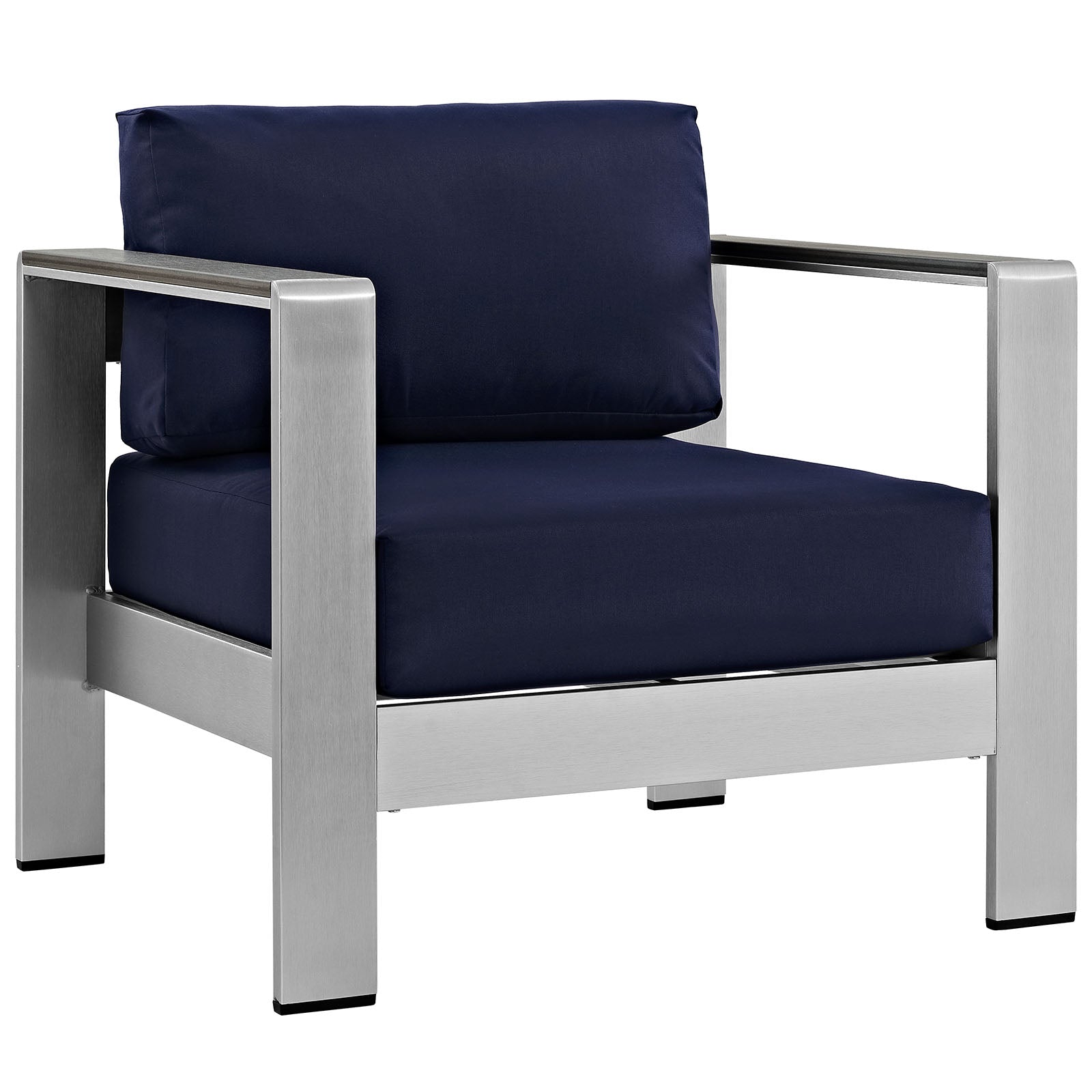 Modway Outdoor Conversation Sets - Shore 5 Piece Outdoor 108"W Patio Aluminum Sectional Sofa Set Silver