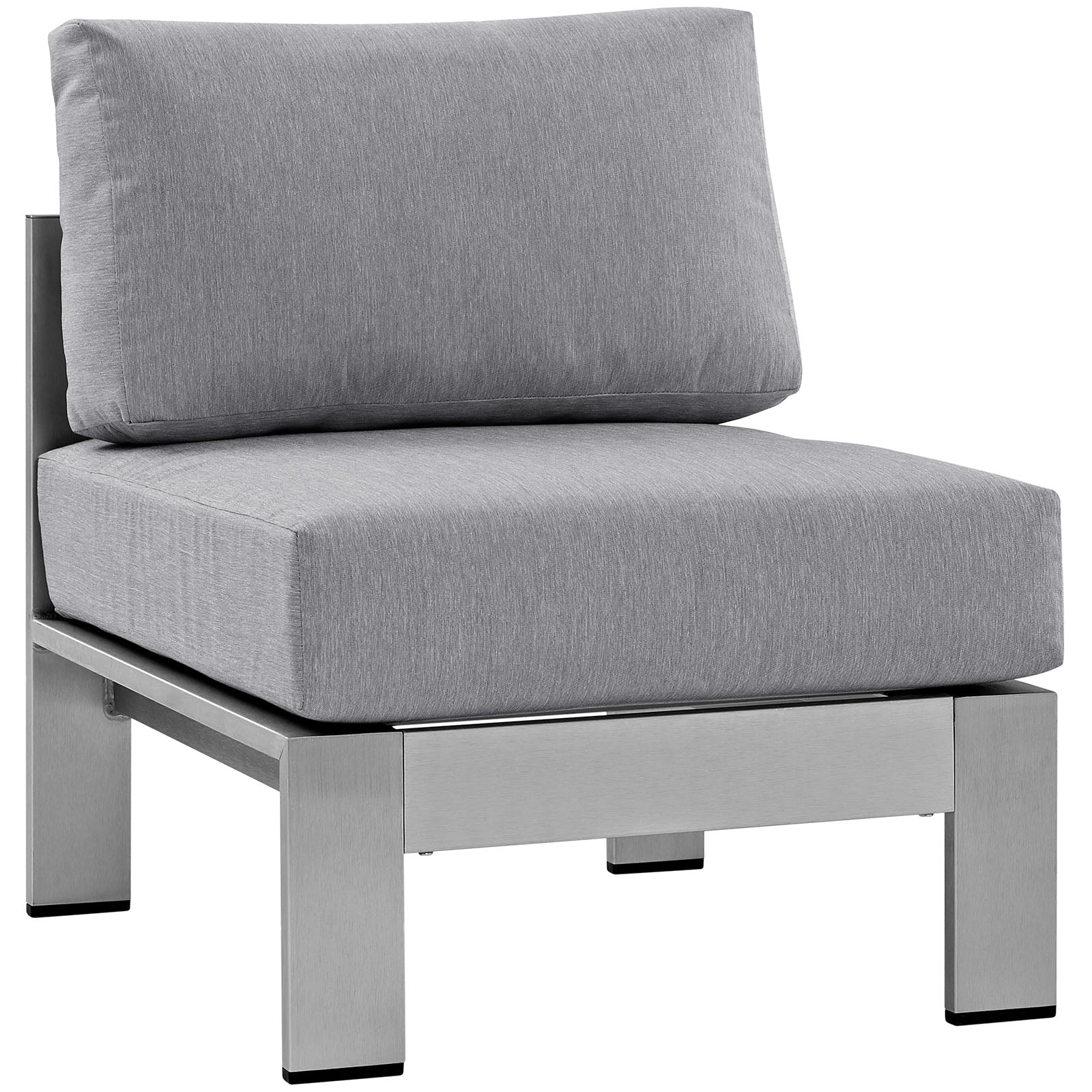 Modway Outdoor Conversation Sets - Shore 5 Piece Outdoor 55"D Patio Sectional Sofa Set Silver
