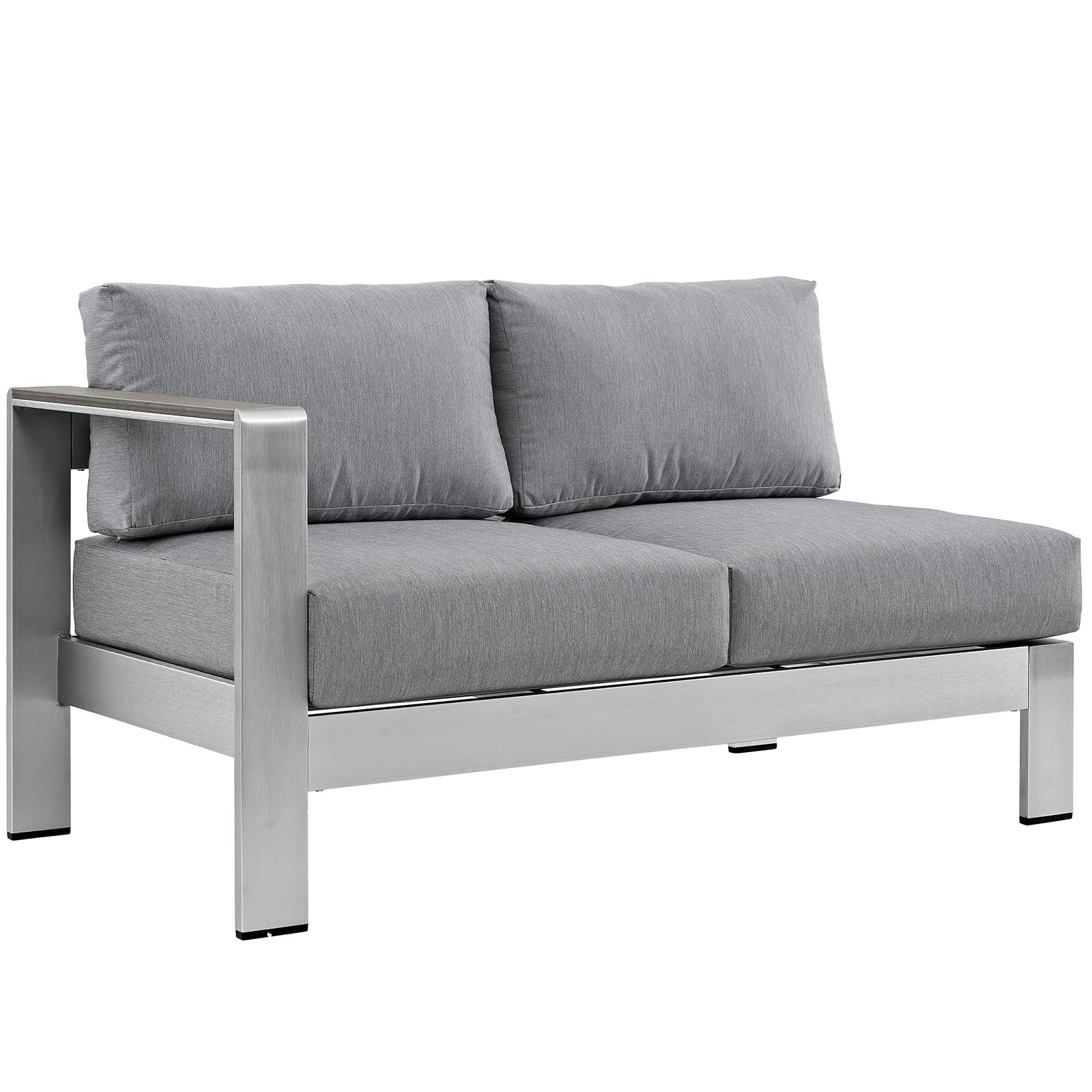 Modway Outdoor Conversation Sets - Shore 6 Piece 188.5"W Patio Aluminum Sectional Sofa Set Silver