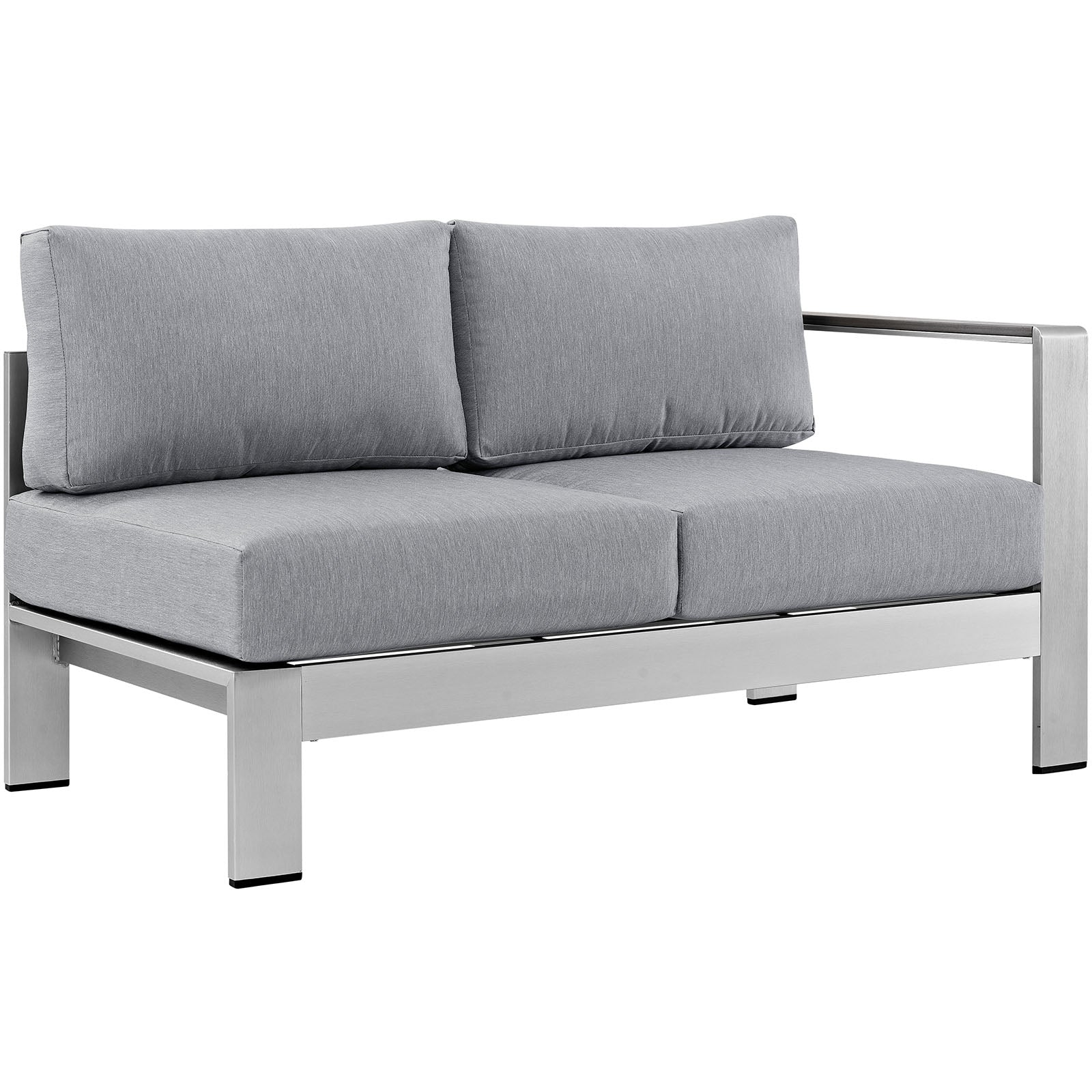 Modway Outdoor Conversation Sets - Shore 6 Piece 188.5"W Patio Aluminum Sectional Sofa Set Silver