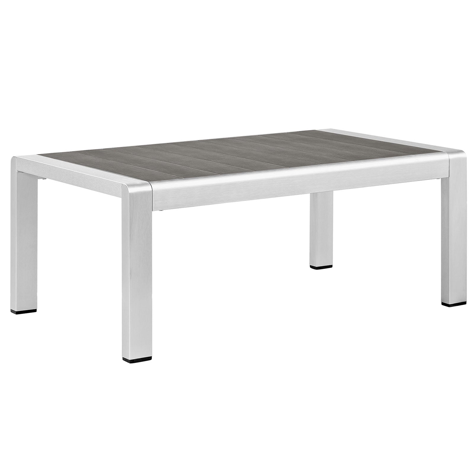 Modway Outdoor Conversation Sets - Shore 6 Piece 188.5"W Patio Aluminum Sectional Sofa Set Silver