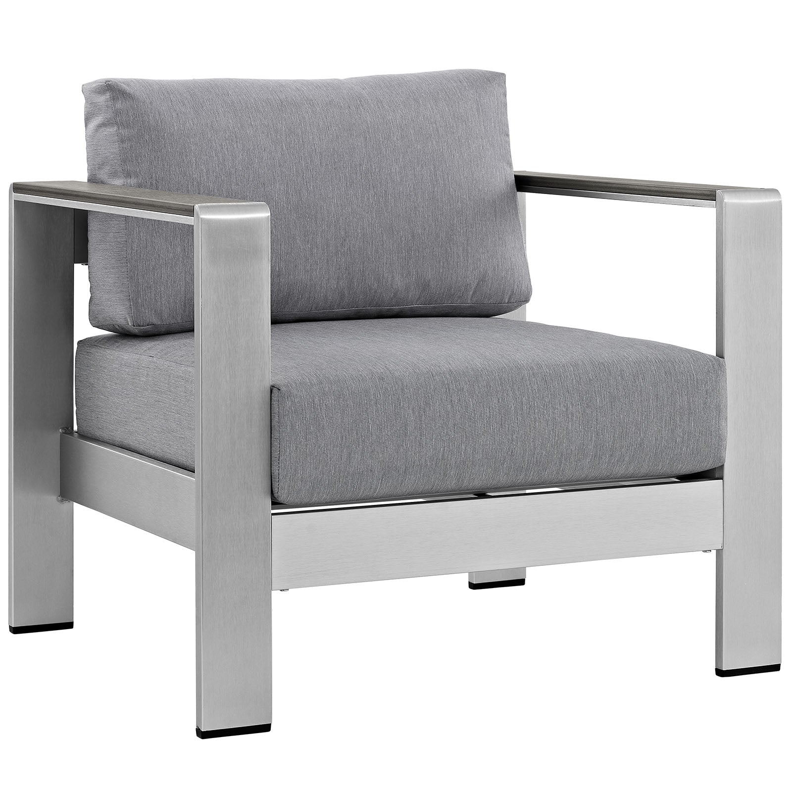 Modway Outdoor Conversation Sets - Shore 4 Piece Outdoor 111.5"W Patio Aluminum Sectional Sofa Set