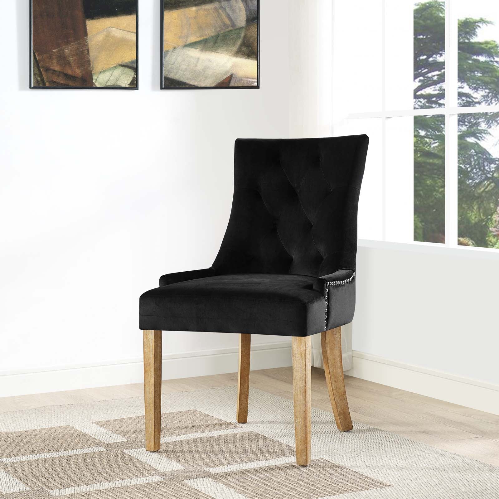 Modway Dining Chairs - Pose Performance Velvet Dining Chair Black