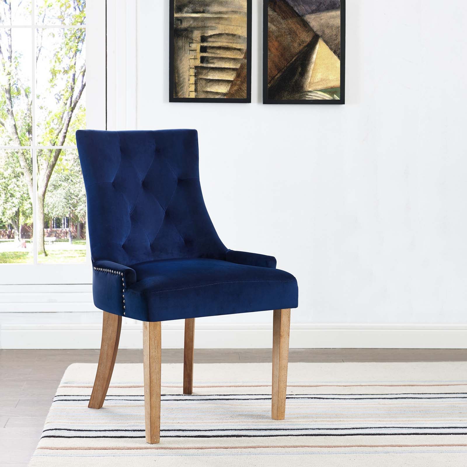Modway Dining Chairs - Pose Performance Velvet Dining Chair Navy