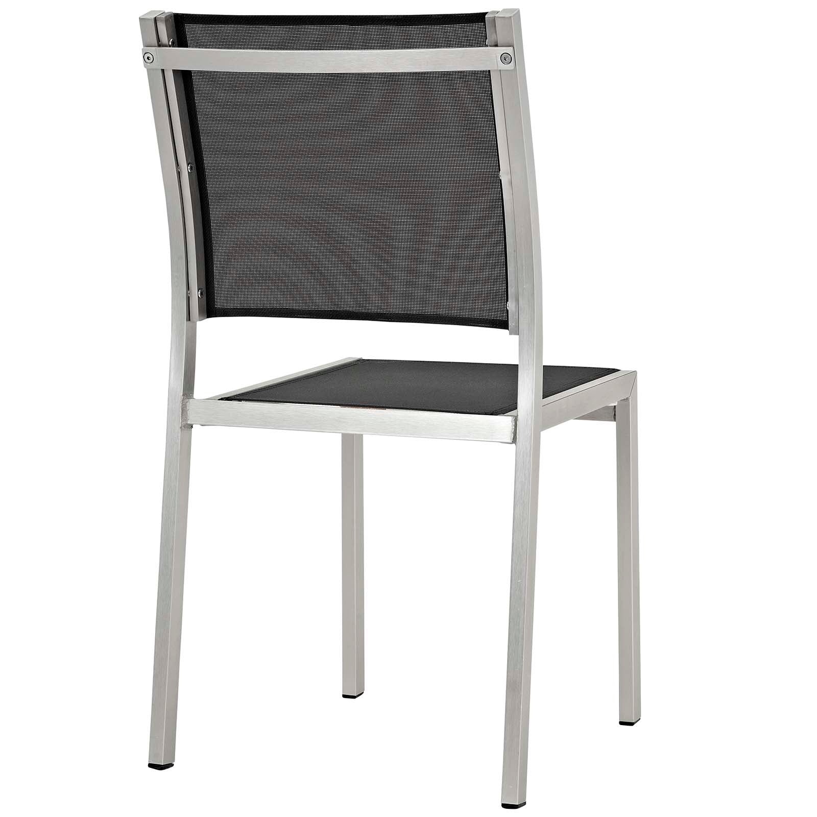 Modway Outdoor Dining Sets - Shore 71.5" 9 Piece Outdoor Patio Aluminum Dining Set Silver Black