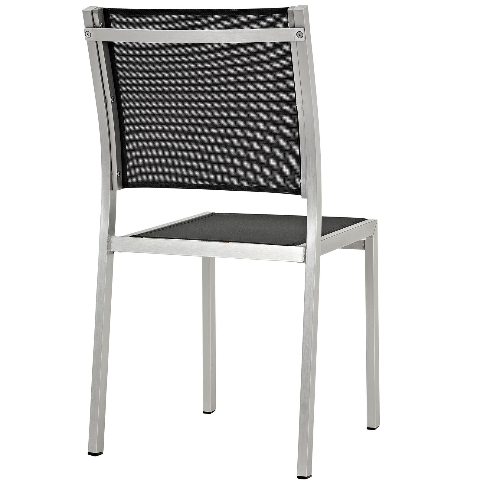 Modway Outdoor Dining Chairs - Shore Side Chair Outdoor Patio Aluminum Set of 2 Silver Black